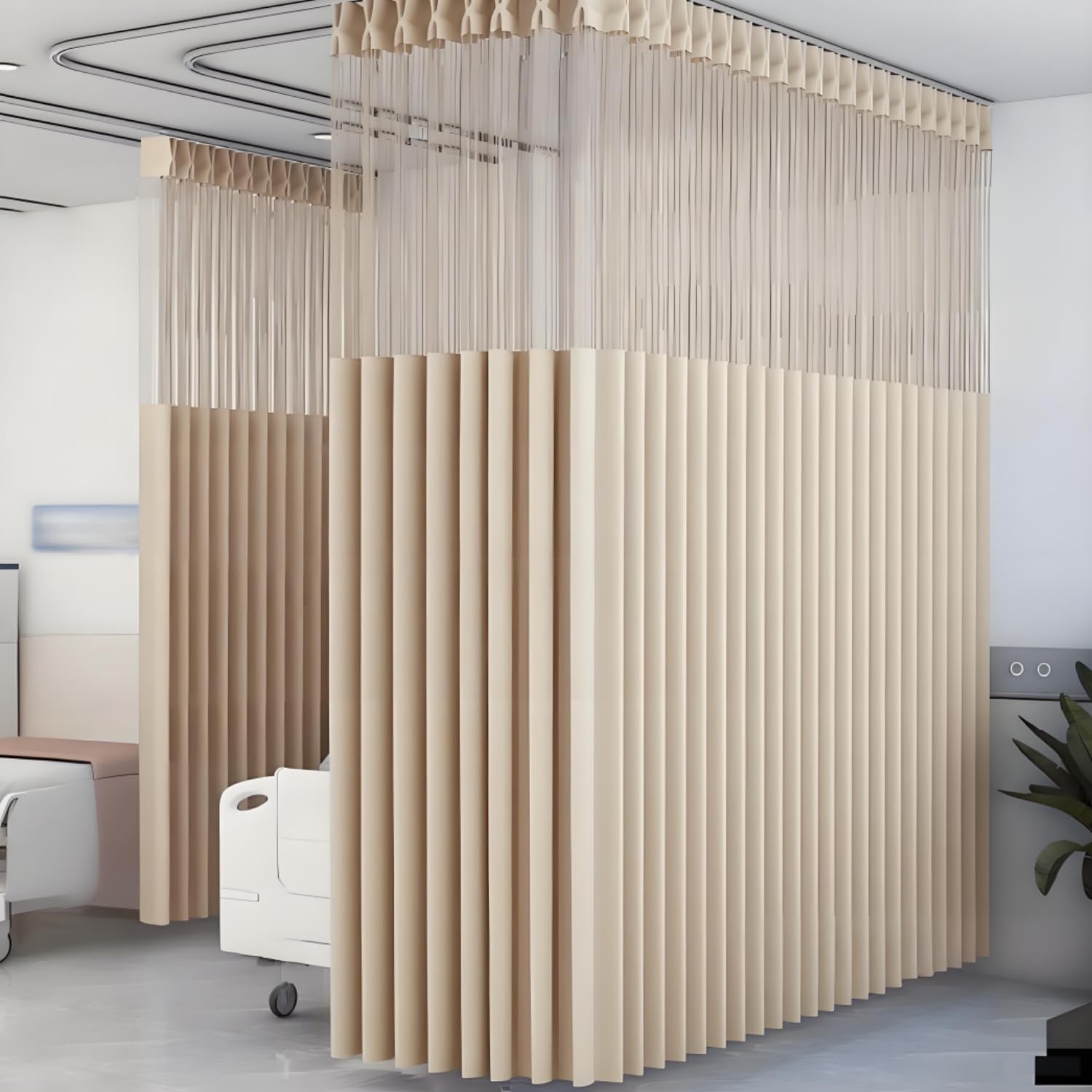 Mofgoe Yellow Medical Room Divider Curtain With Flat Hooks, Hospital Curtains Cubicle, Extra Wide Medical Privacy Curtain For Hospital, Medical Clinic, Lab,,3M/*2.7M