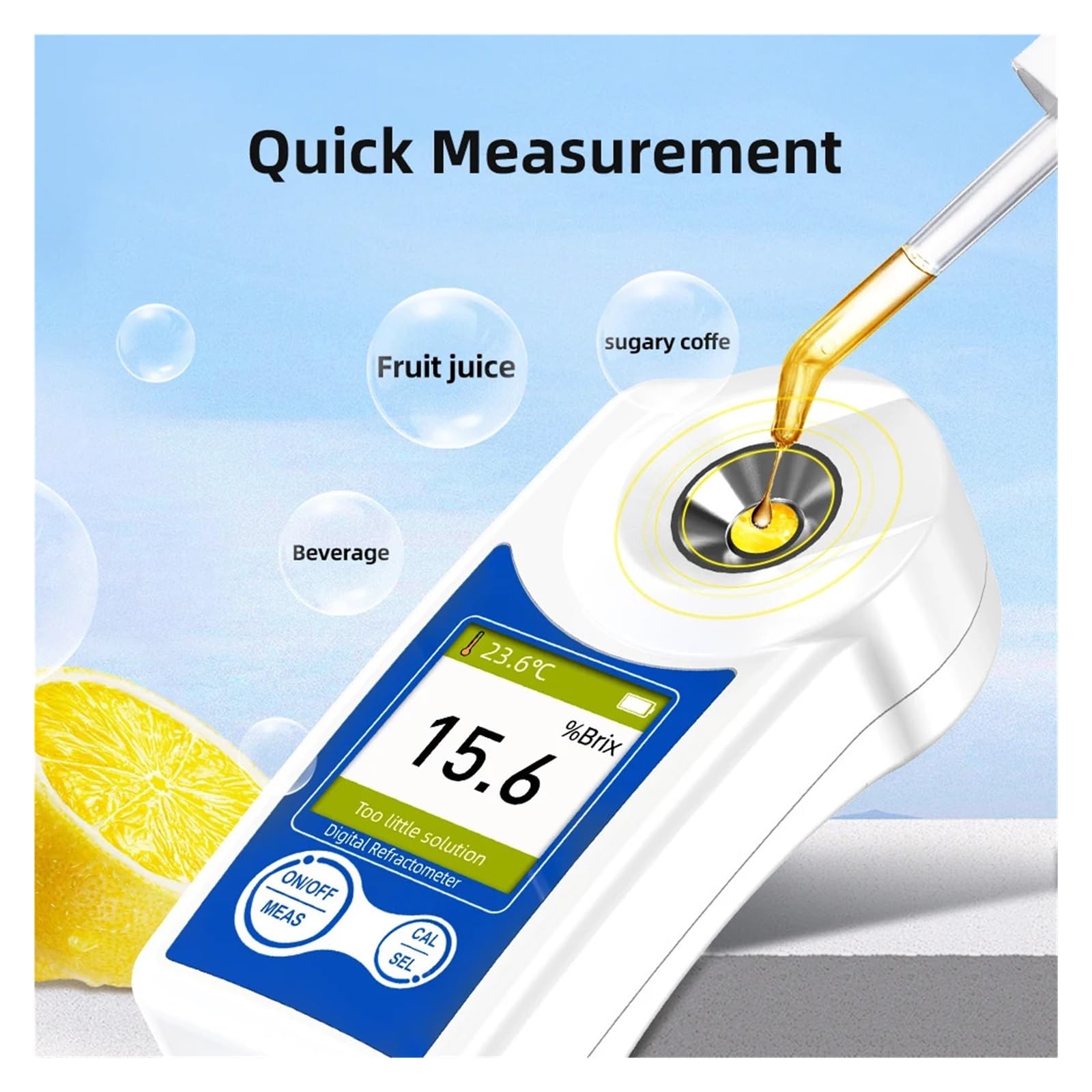 Medidor LCD Digital Refractómetro De Azúcar Precisión 0.2% Rango 0-55% Medir El Contenido La Cerveza Bebidas Frutas Respuesta RáPida