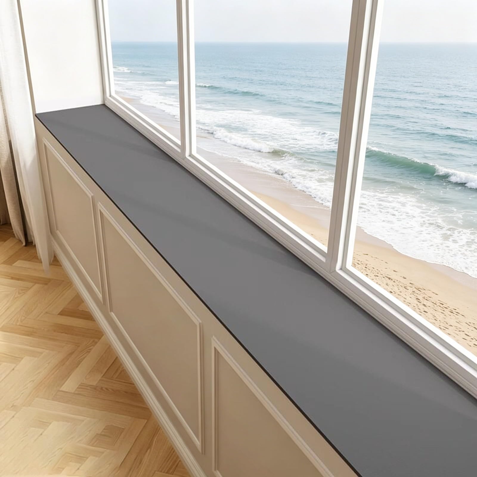 JXYQZD Cuttable Diatomaceous Earth Window Sill Mat, Narrow Absorbent Waterproof Non Slip Bay Window Cushion Pad Dustproof Protector for Balcony Kitchen(Black,20x100cm)