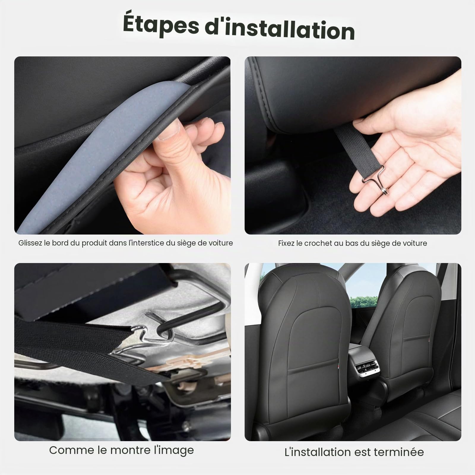 Viaviat Protège-repose-pieds pour siège Conçu pour accessoires Tesla Model Y/3/X/S (Inclus Modèle Y 2025 & Modèle 3 Highland 2024-2025) - Housse de siège arrière imperméable et anti-rayures, Lot de 2