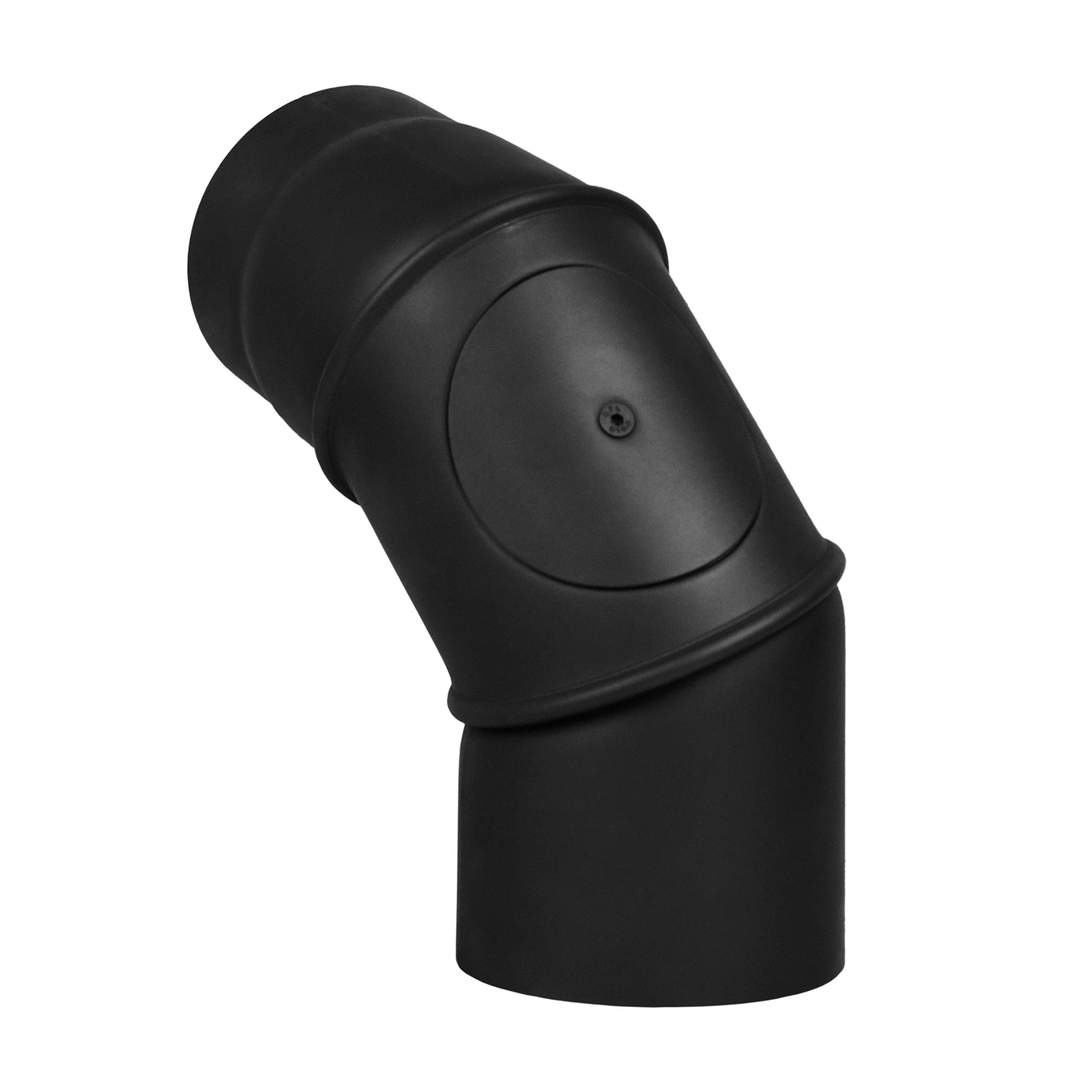 LANZZAS Rauchrohr Bogen 0° - 90° verstellbar mit Tür - im Durchmesser Ø 130 mm - Farbe: schwarz - Ofenrohr/Knie-Bogen