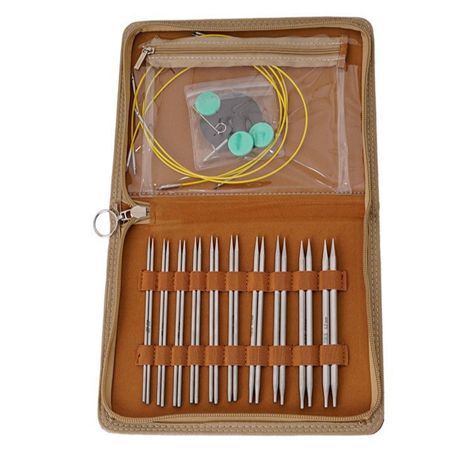 10Pairs Interchangeable Circular Knitting Needle Set with Knitting Accessories for Sweater Sock Scarf Bag Hat Circular Pin