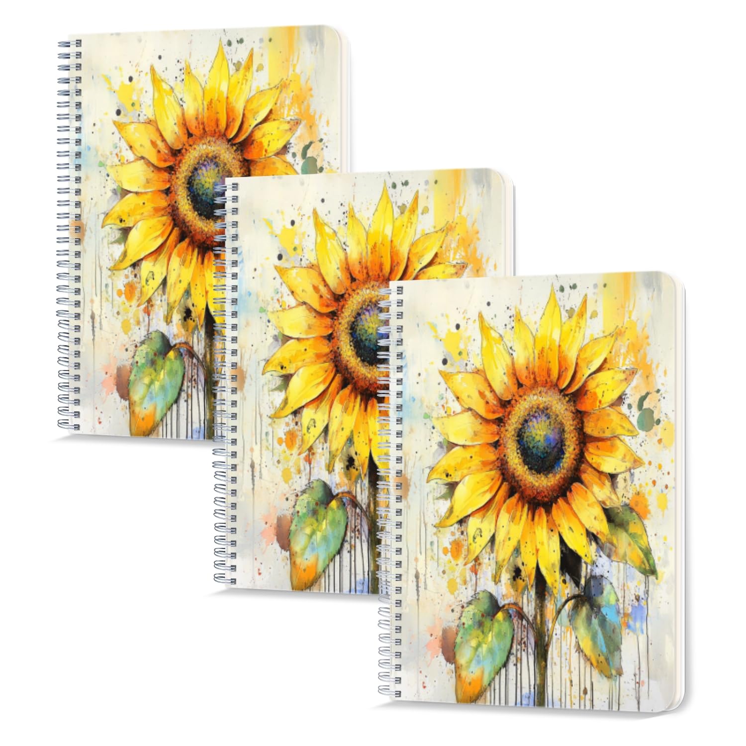 Lined Spiral Notebook,100 Pages,5.71x 8.26 inches Double-Wire Spiral Journal Notebook for Study and Notes Splendid Sunflower Steals The Show