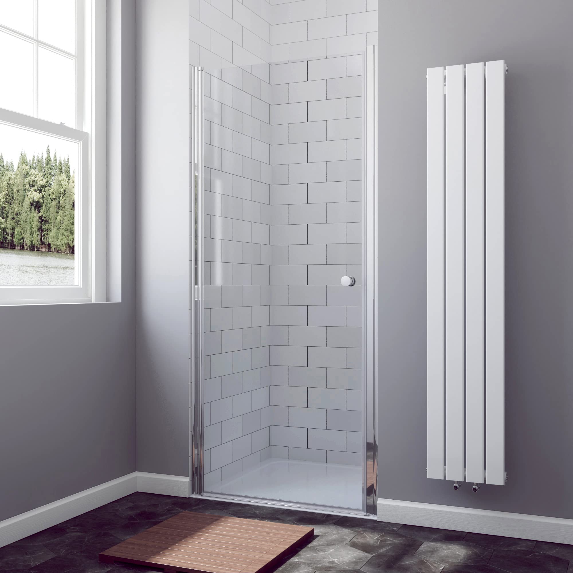 AQUABATOS® 100 x 195 cm Duschtür Duschabtrennung Nischentür Pendeltür Duschwand Schwingtür aus 6 mm ESG Glas mit Nano Beschichtung