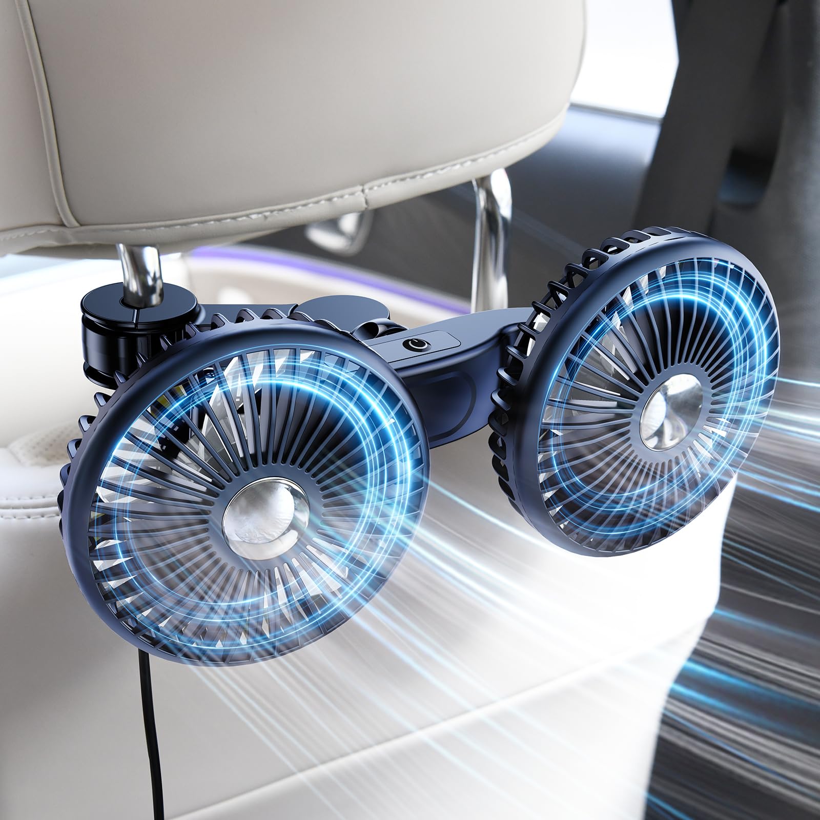 Photo 1 of DICMKY Dual Head Car Cooling Fans for Back Seat for Kids, Usb 5V/ 12V /24V Car Backseat Headrest Fan for Baby Rear Facing, Car Seat Cooler That Blow Cold Air for Vehicles Sedan Suv Rv Truck Without Ac