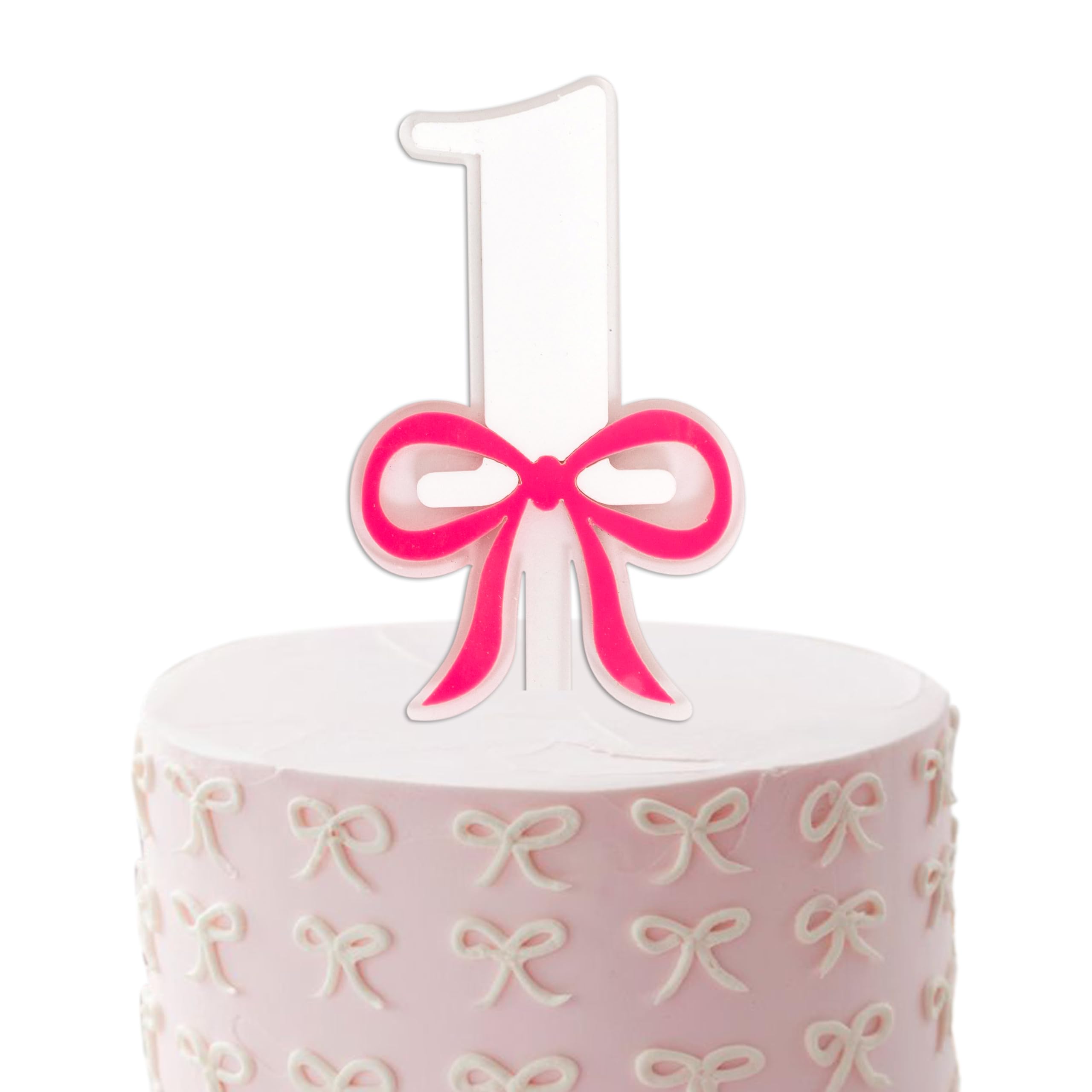 Bow Cake Topper - Coquette Acrylic Cake Topper, Pink Bow Cake Decoration for First Birthday, Cake Smash, Photo Prop...(1)
