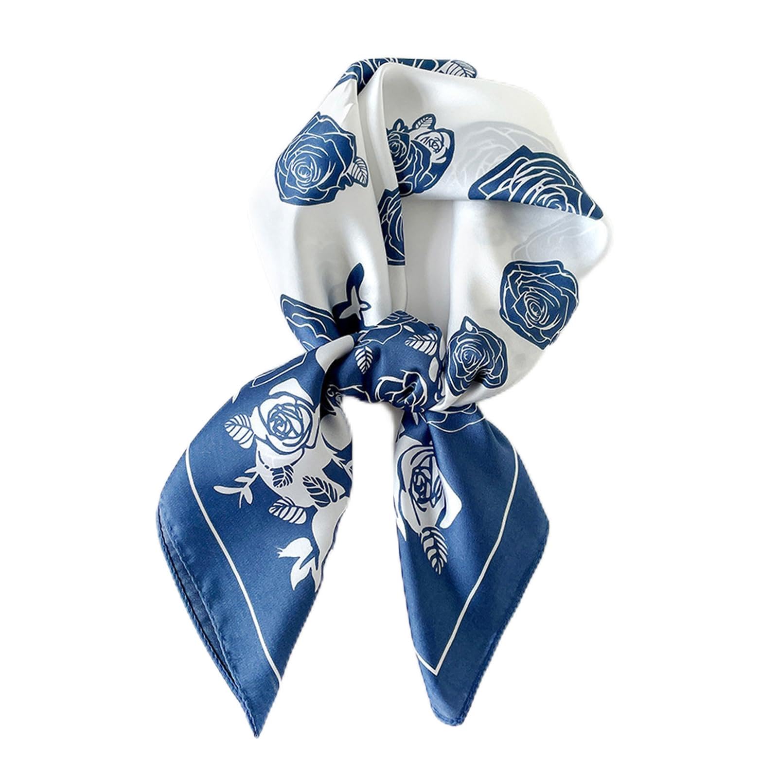 Satin Scarf for Women, 70x70cm Large Square Silk Scarf, Floral Print Head Wrap & Neck Scarf, Luxury Satin Hair Scarf for Office, Commute, Wedding & Travel Accessories