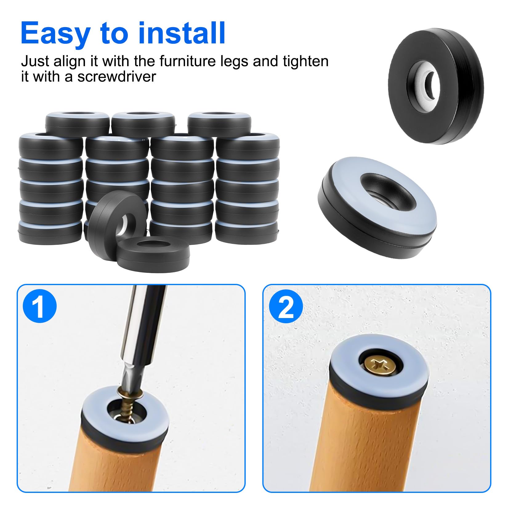 Teflon glijders met schroef - rond: 22 en 38mm | ME meubelonderhoud