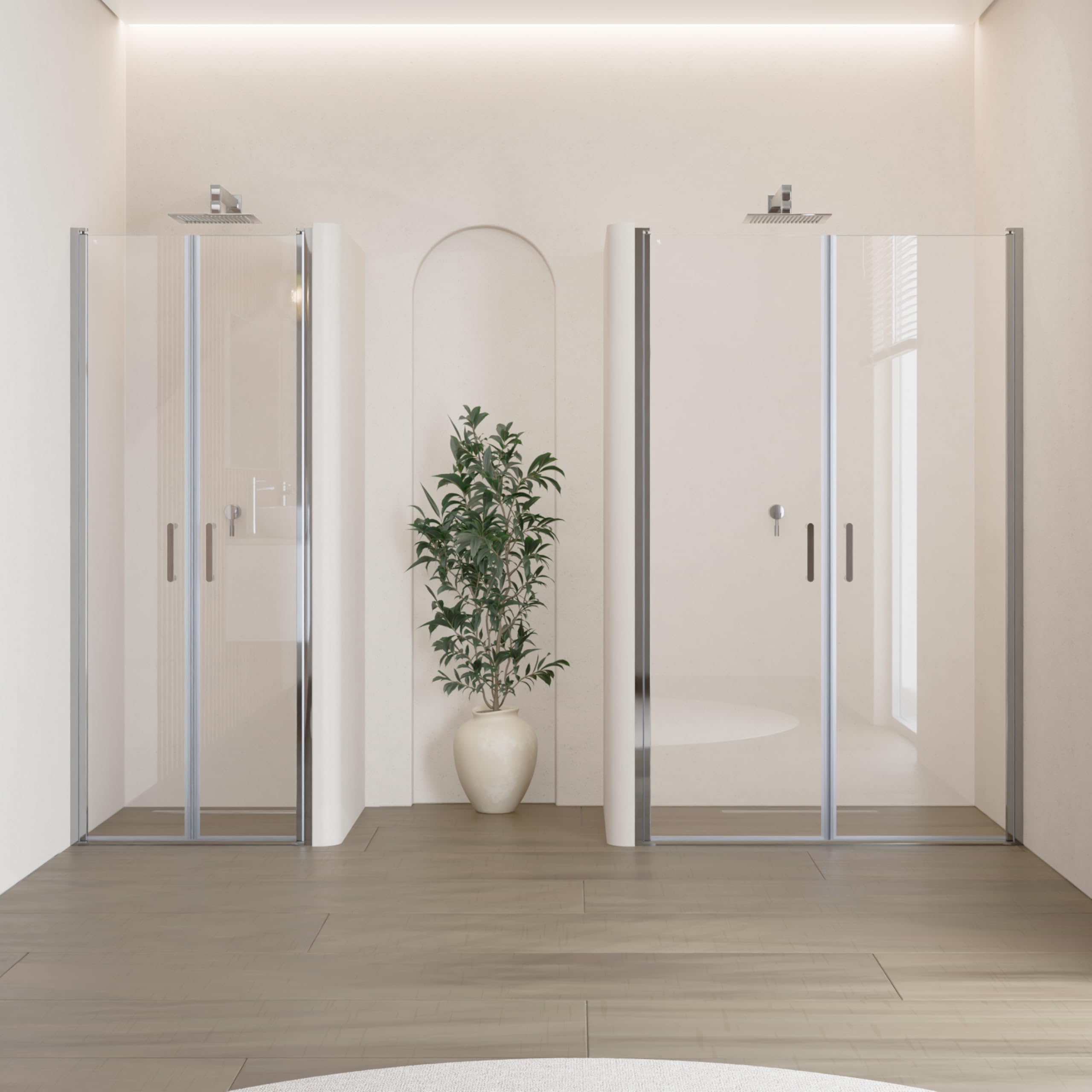 Mampara de ducha 97x190 cm rango de ajuste de 97-100 cm, altura: 190 cm, vidrio de seguridad ESG con nano transparente de 6 mm con perfiles de aluminio - AC