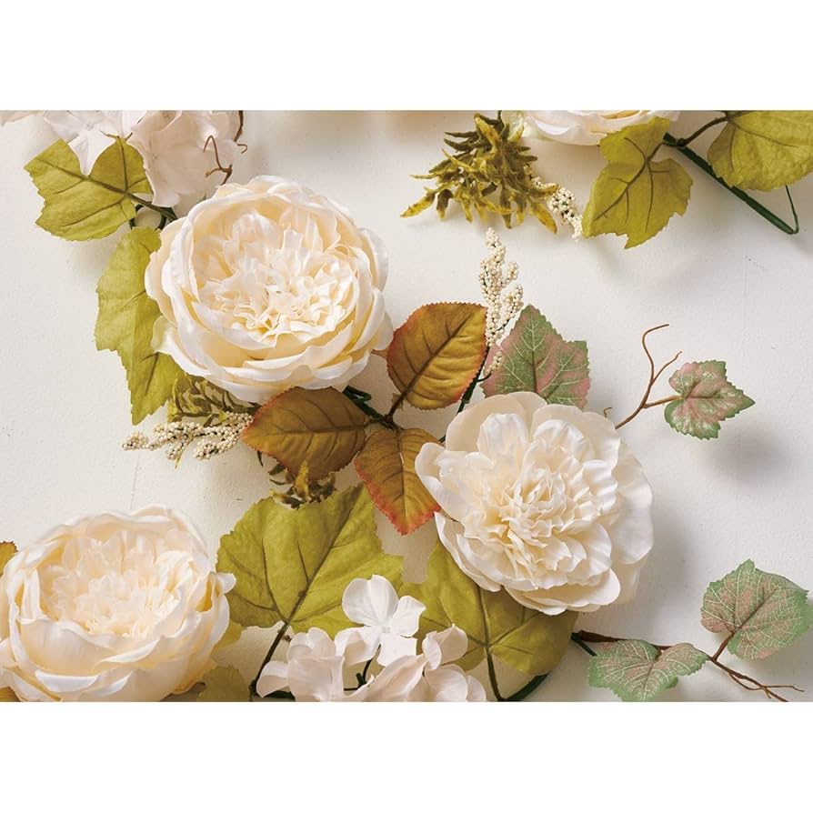 Amazon.co.jp: キャベッジローズ造花ガーランド140cm クリーム