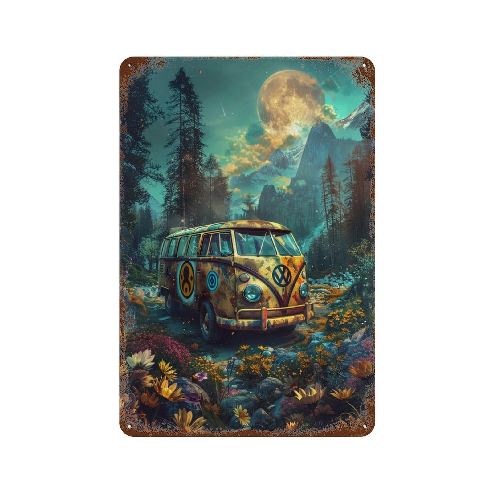 Vivid Van in Fantasy Forest Retro Metal Sign 11.8"x7.9", Old School Wall Decor for Garage, Pub Or Kitchen