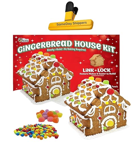Kits de pan de jengibre (kit de casa) Kit de casa de jengibre comestible prefabricado, listo para construir, kit de decoración de galletas de