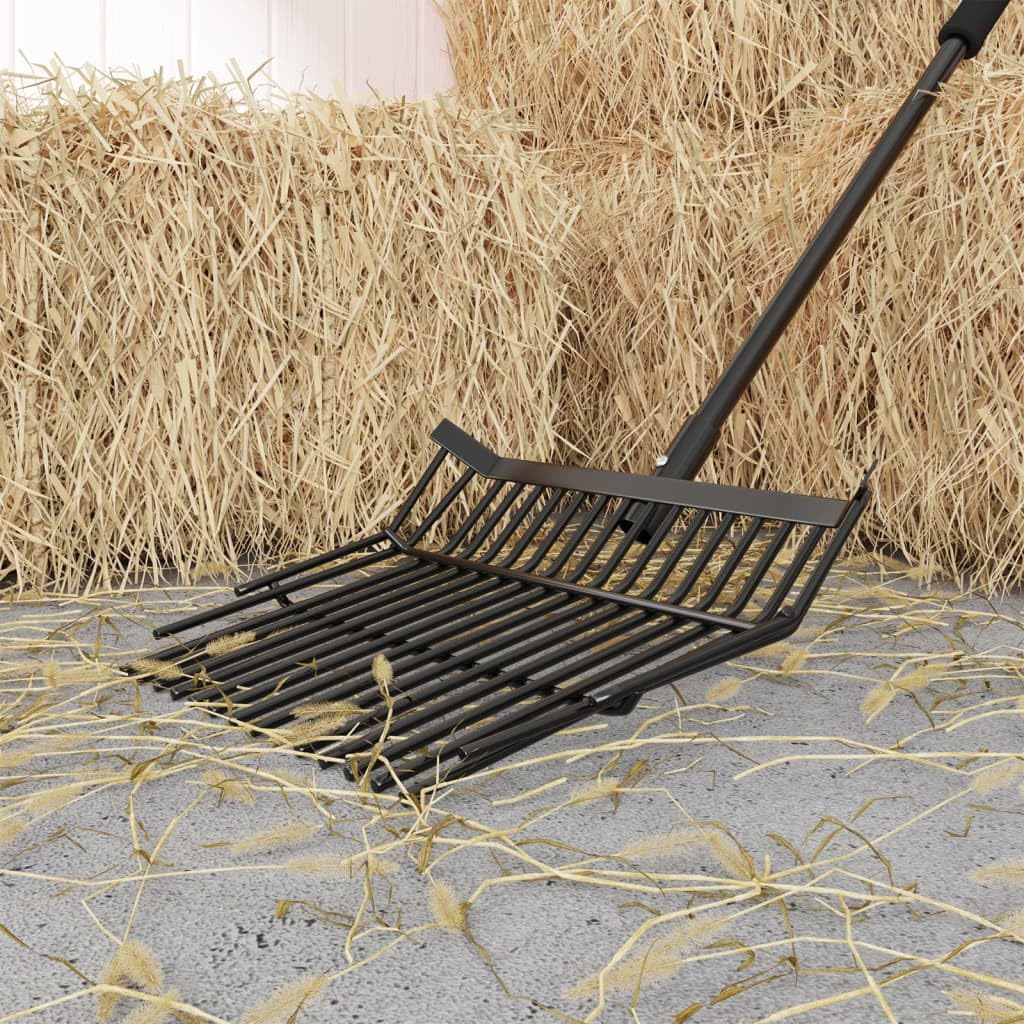 Heugabel ohne Stiel 14 Zinken Schwarz Stahl robuste landwirtschaftliche Heugabel für Stall, Weide, Tiernahrung, Heu, Stroh, Silage, vielseitig im Bauernhof, Stall und Gartengebrauch