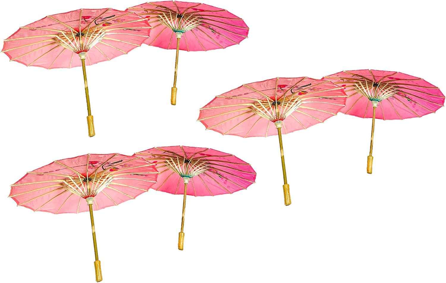 TJ Global PACK OF 6 Japanese Chinese 33" Umbrella Parasol For Wedding Parties, Photography, Costumes, Cosplay, Decoration And Other Events - 6 Umbrellas