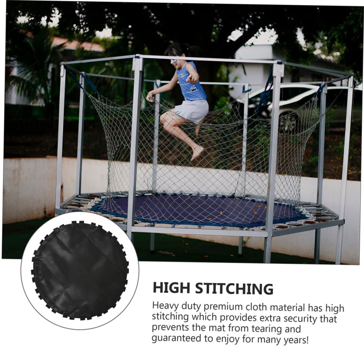 GRIRIW 1Pc Outdoor Black Jumping Mat for Trampoline Durable Replacement Round Mat with Heavy Duty Material Breathable Design for Better Bounce Compatible with Trampolines