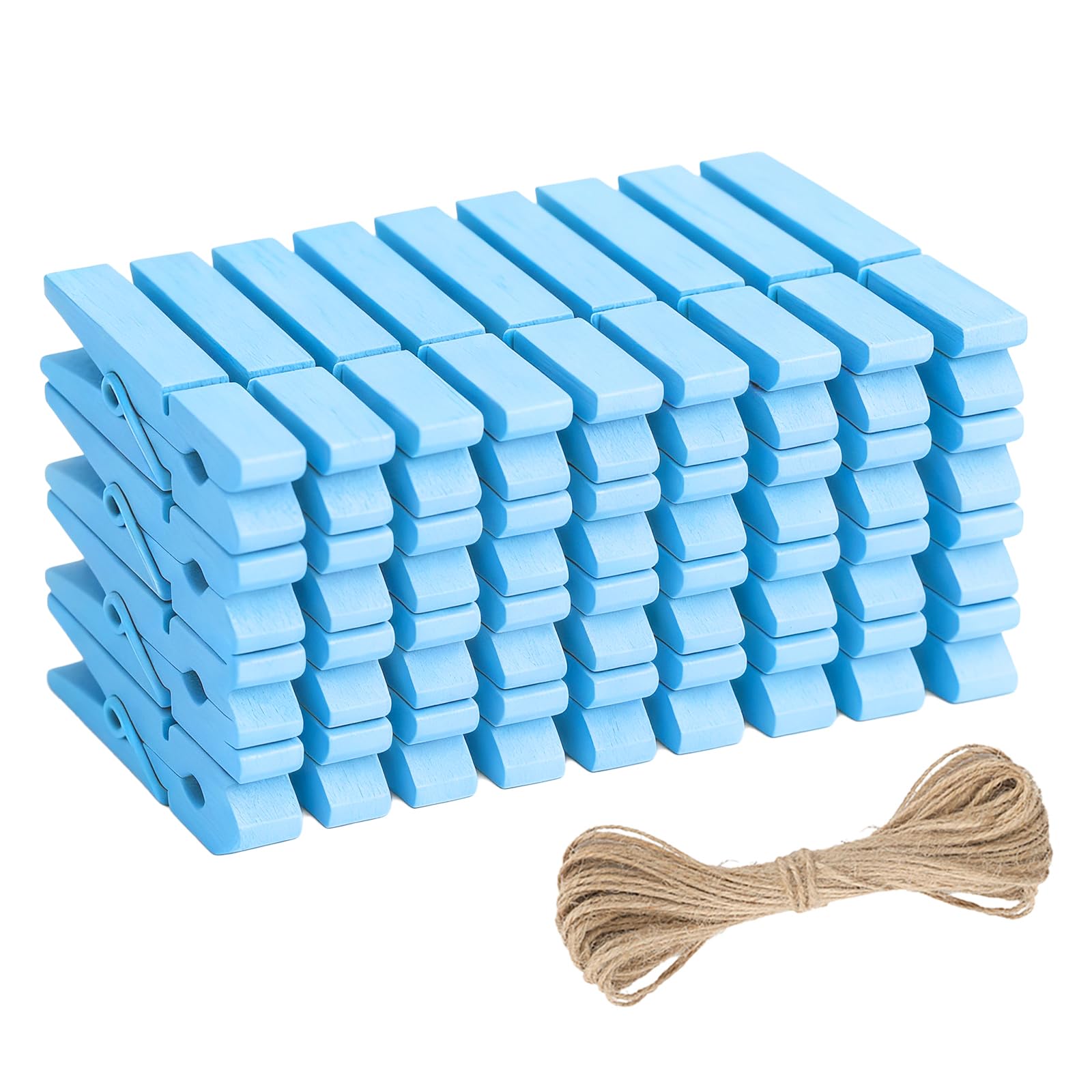 jijAcraft Baby Blue Wooden Pegs:7.2CM x 50PCS Clothes Pegs for Washing Line, Wooden Washing Peg, Strong Laundry Peg for Arts and DIY Crafts, Hanging Photo, Socks, Baby Clothes