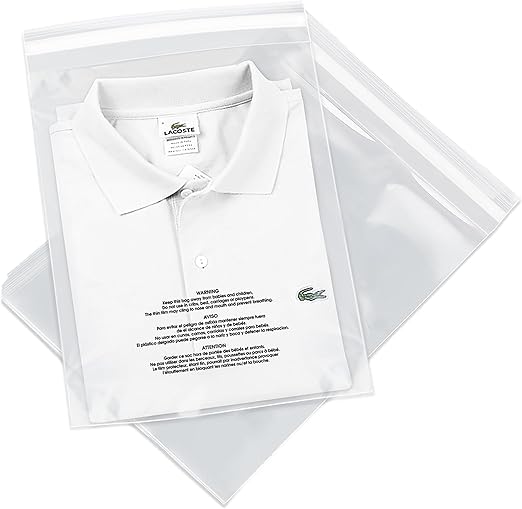Spartan Industrial - 9" X 12" (1000 Count) Self Seal Clear Poly Bags with Suffocation Warning for Packaging, T Shirts - Permanent Adhesive