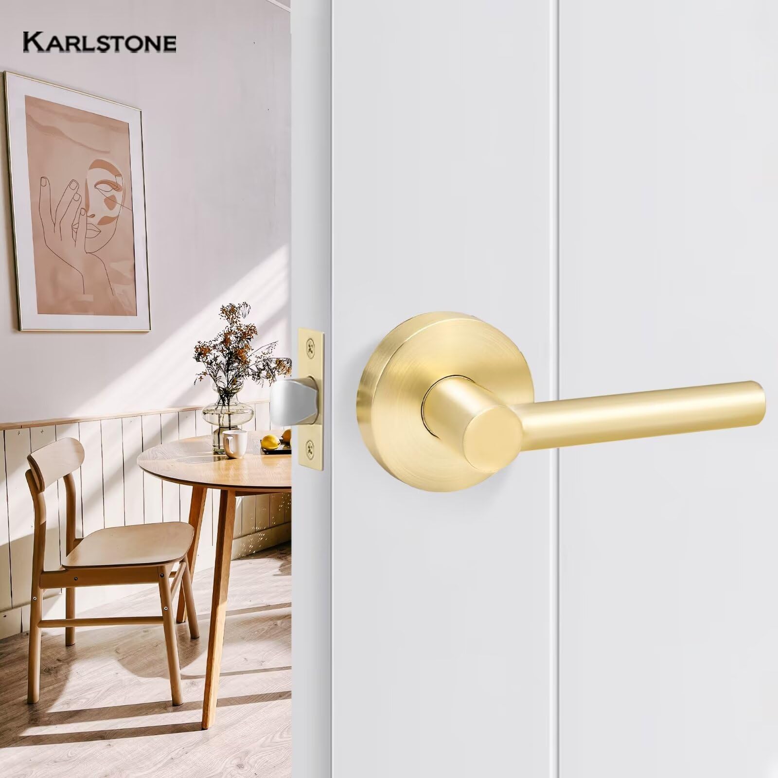 Interior Door Hardware EHOMEWARE 4 Pack Gold Door Knobs - No Lock Passage Handles For Interior Doors Door Handles - View #2