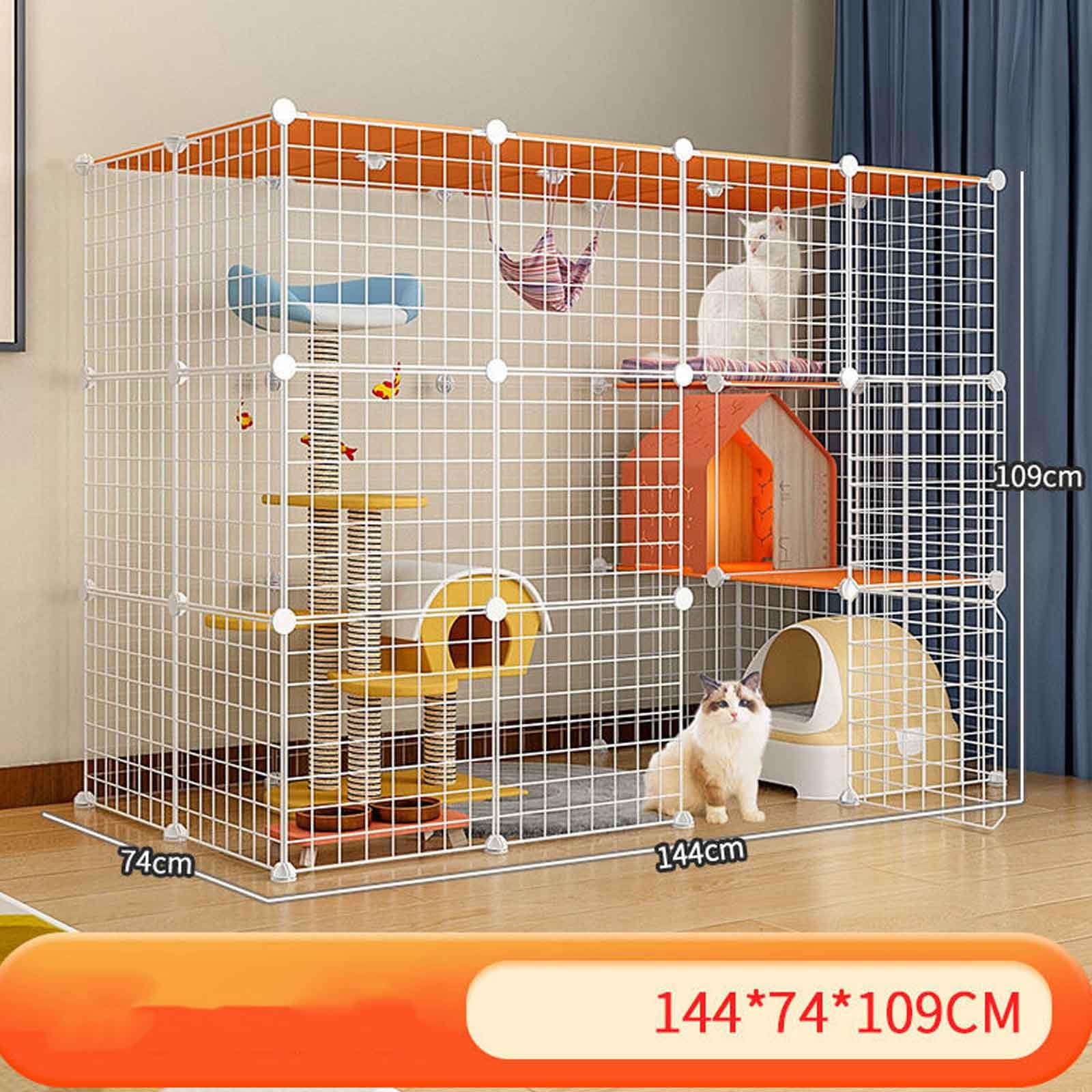 Cat Cages Indoor Large with Roof, Kitten Pen, Cat House, Multi