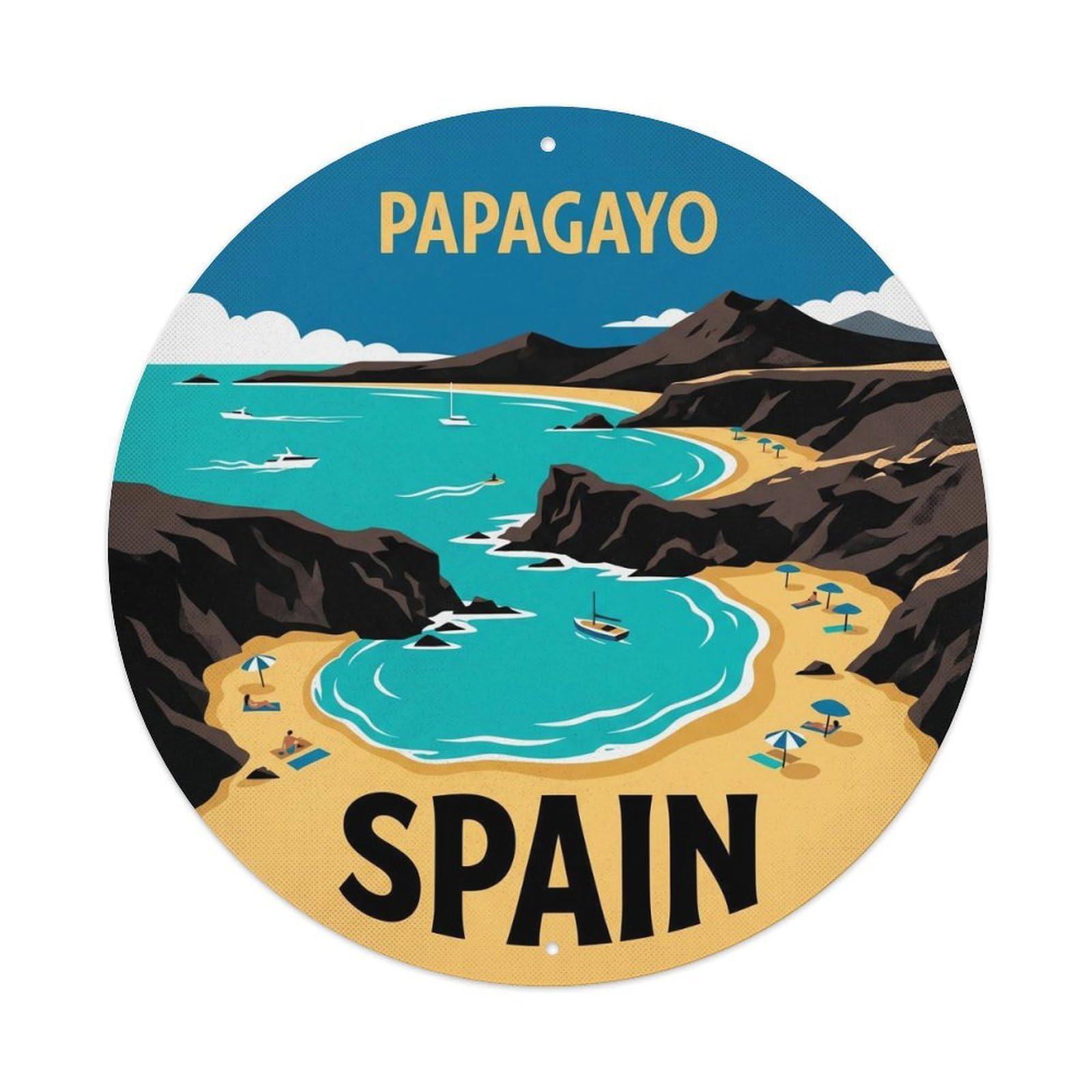 Lanzarote Papagayo Beaches Spain Landmark Travel Metal Tin Sign