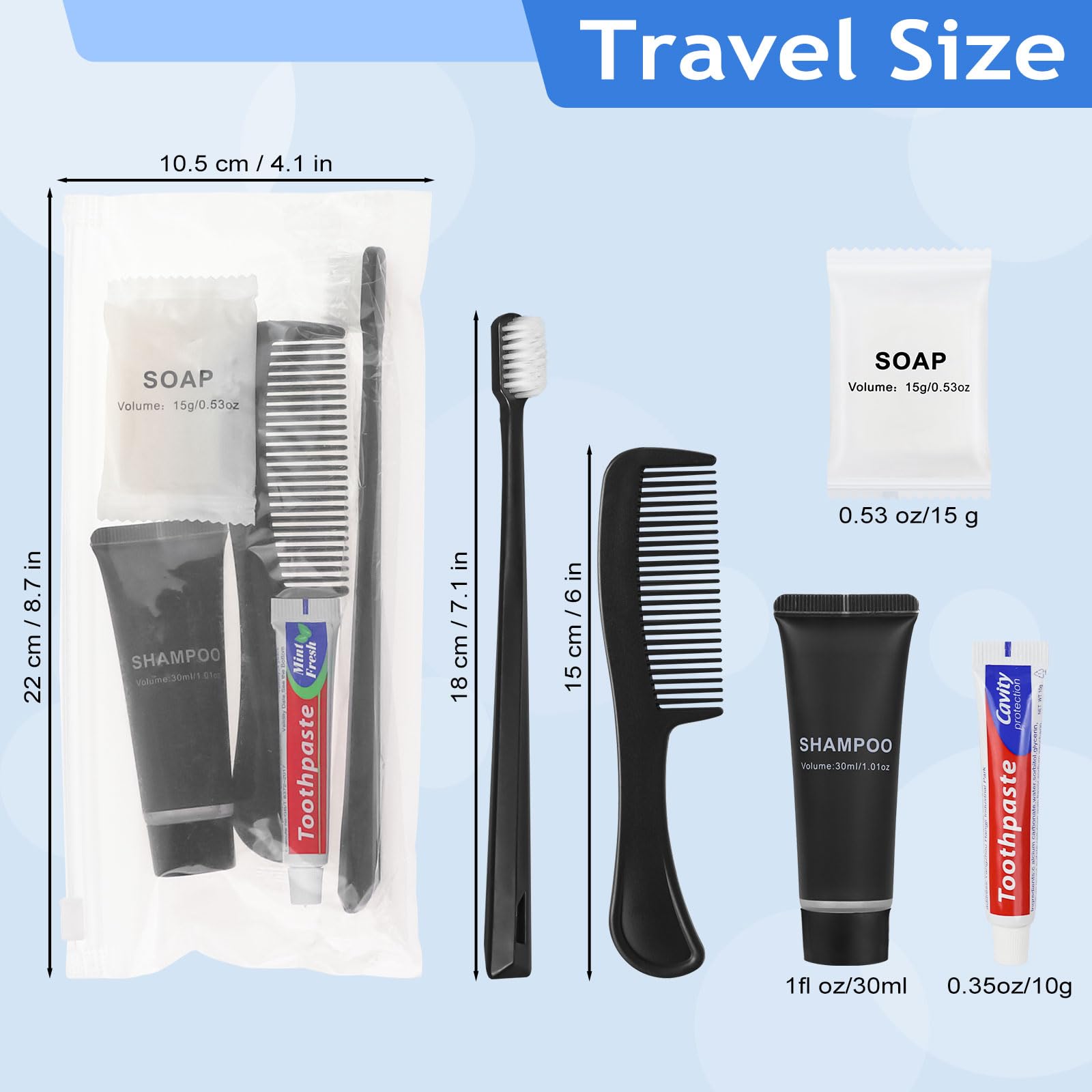 Kit de higiene, kit de higiene personal con paquete individual, suministros de higiene a granel adecuados para viajes, hoteles, camping, hogar (juego de 50)
