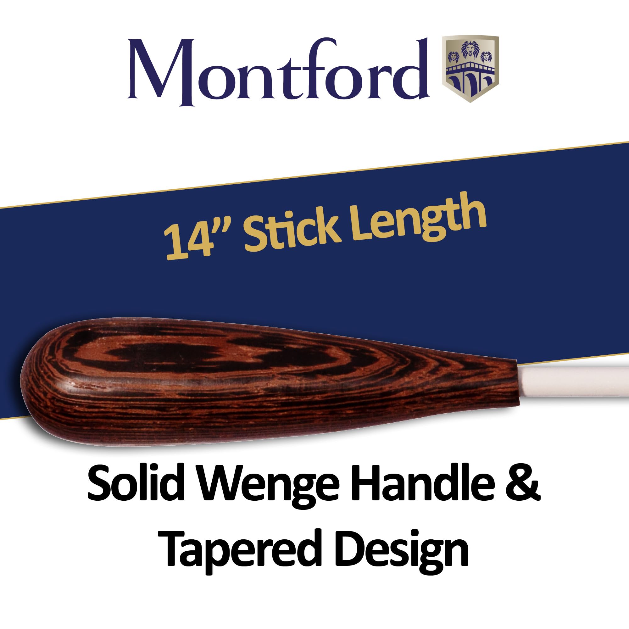 Montford Conductor's Baton, 14" with Wenge Wood Tapered Handle and White Lacquered Stick - Image 2