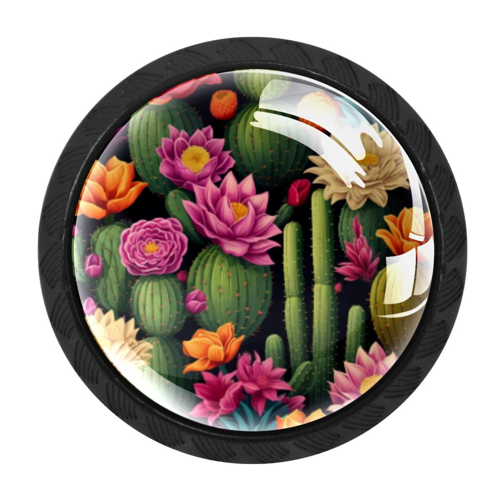 CHENZZZZ 4 Pieces Cactus Kitchen Cabinet Knobs Drawer Knobs Dresser Knobs Black Knobs Drawer Pulls Dresser Drawer Handles Knobs for Dresser Drawers