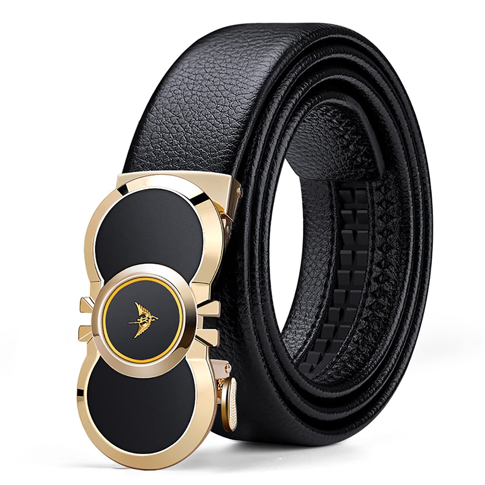 VANNANBA Mens Belts Leather Ratchet Dress Belt with Automatic Sliding Buckle, Designer Works Belts for Jeans Pants