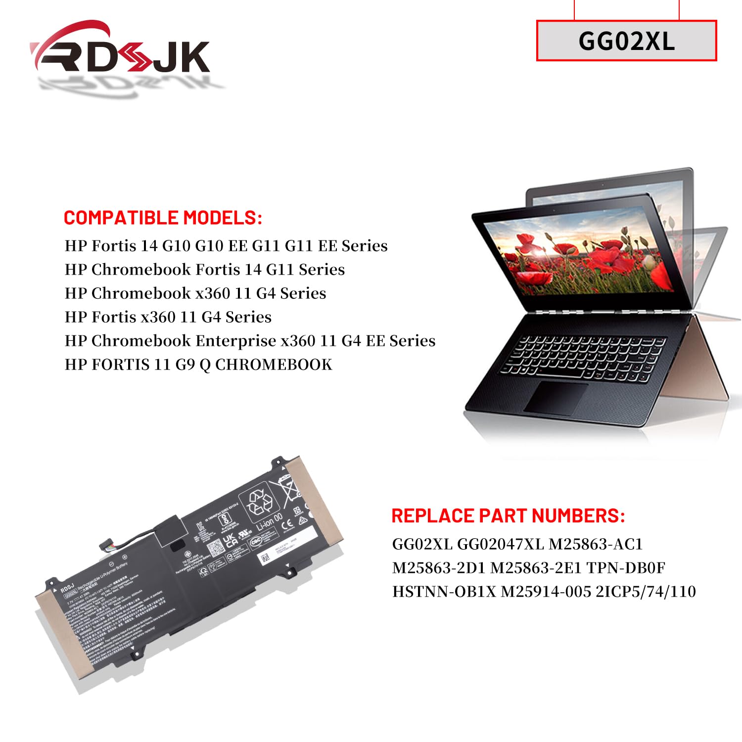 Amazon.com: GG02XL Laptop Battery for HP Chromebook Fortis 14 G11