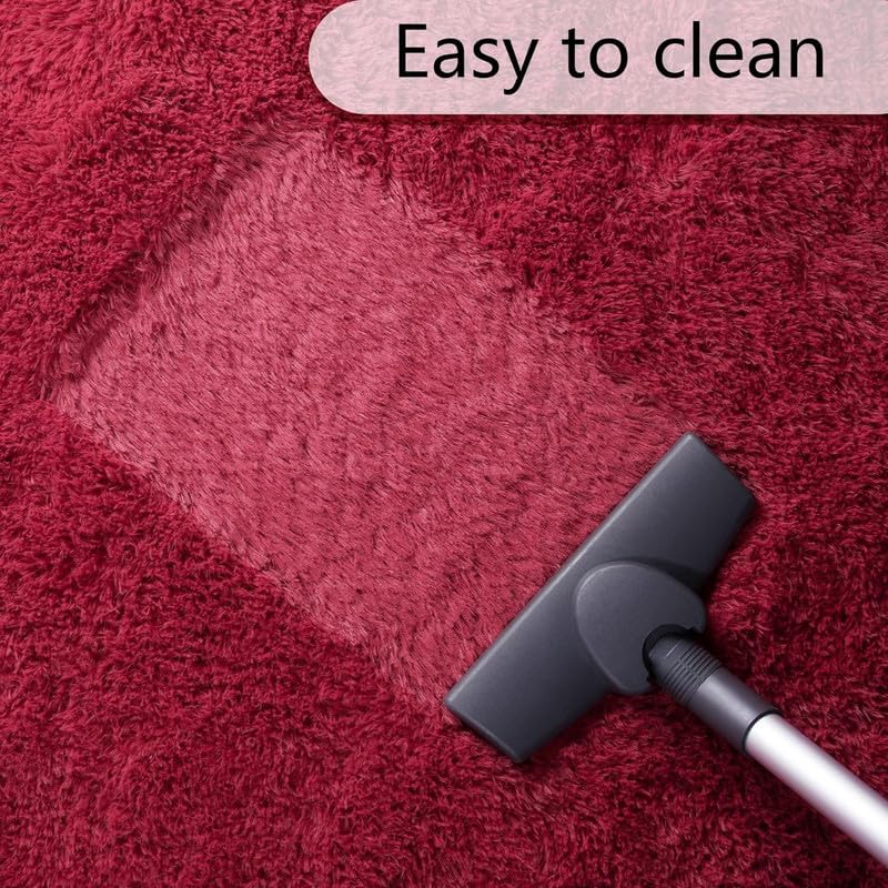 Image of Upgrade Rugs for Bedroom Indoor Floor Carpets Anti Skid Handwoven Solid Plain Shaggy Rugs High Pile, Floor Carpets for Home Size 2x5 Feet Runner Color Red