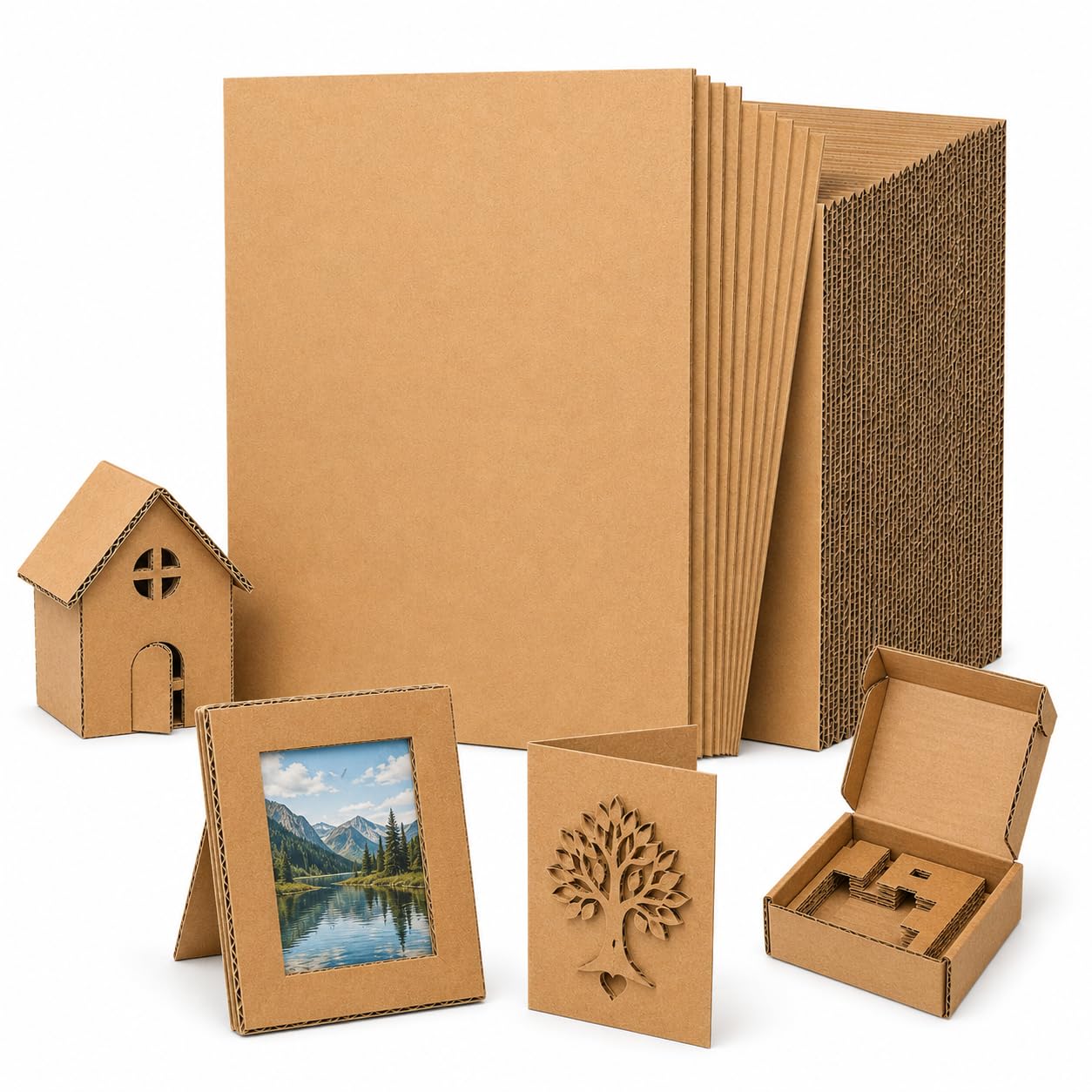 25 Pcs Corrugated Cardboard Roll,A4 Cardboard Sheets, Thick Cardboards, Paper Large Hardboard for DIY, Packaging, Shipping, Mailing