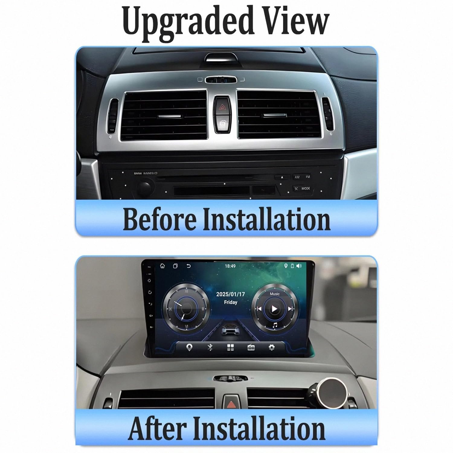Car Stereo Carplay Radio de Coche para BMW X3 2004-2012 Soporta Bluetooth, Control Volante, USB, WiFi, 4G, Mirror-Link, GPS Navegador/Radio FM, 4 Nuclear 4G+64G