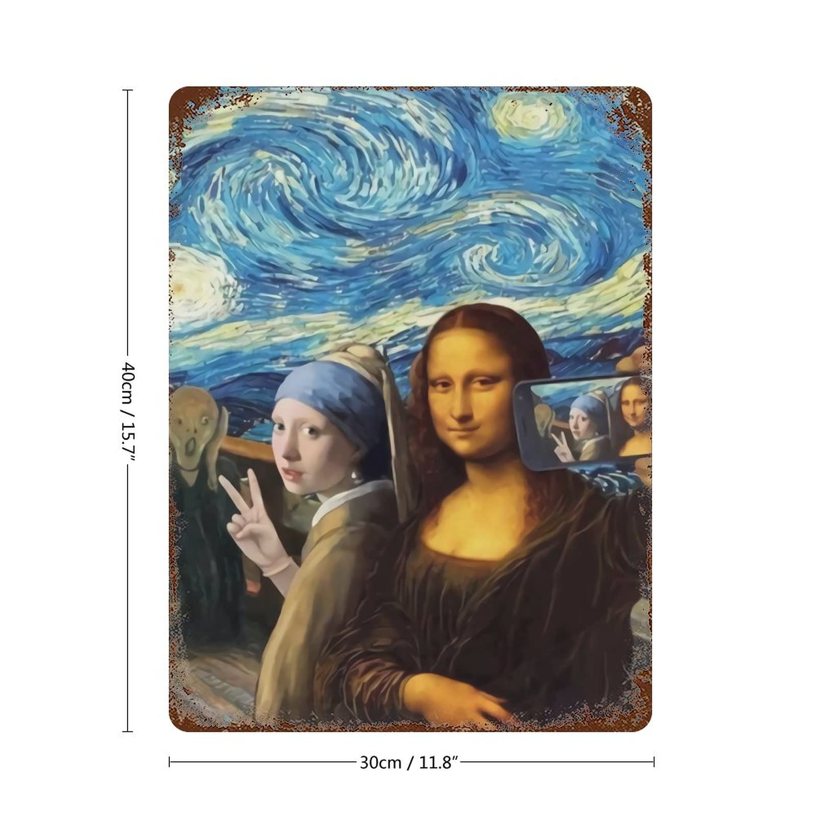 Amazon | メタルプレート モナリザ 写真を撮る おもしろ ブリキ看板  