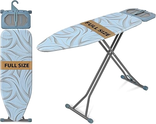 KINGBOARD Tabla de planchar, tablero de hierro de panel de metal tamaño completo con soporte de hierro, tabla de hierro compacta con 7 alturas
