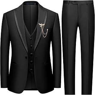 Men's 3 Piece Suit One Button Blazer Jacket Vest Pants Set Slim Fit Formal Wedding Business Suit Tuxedo Suit
