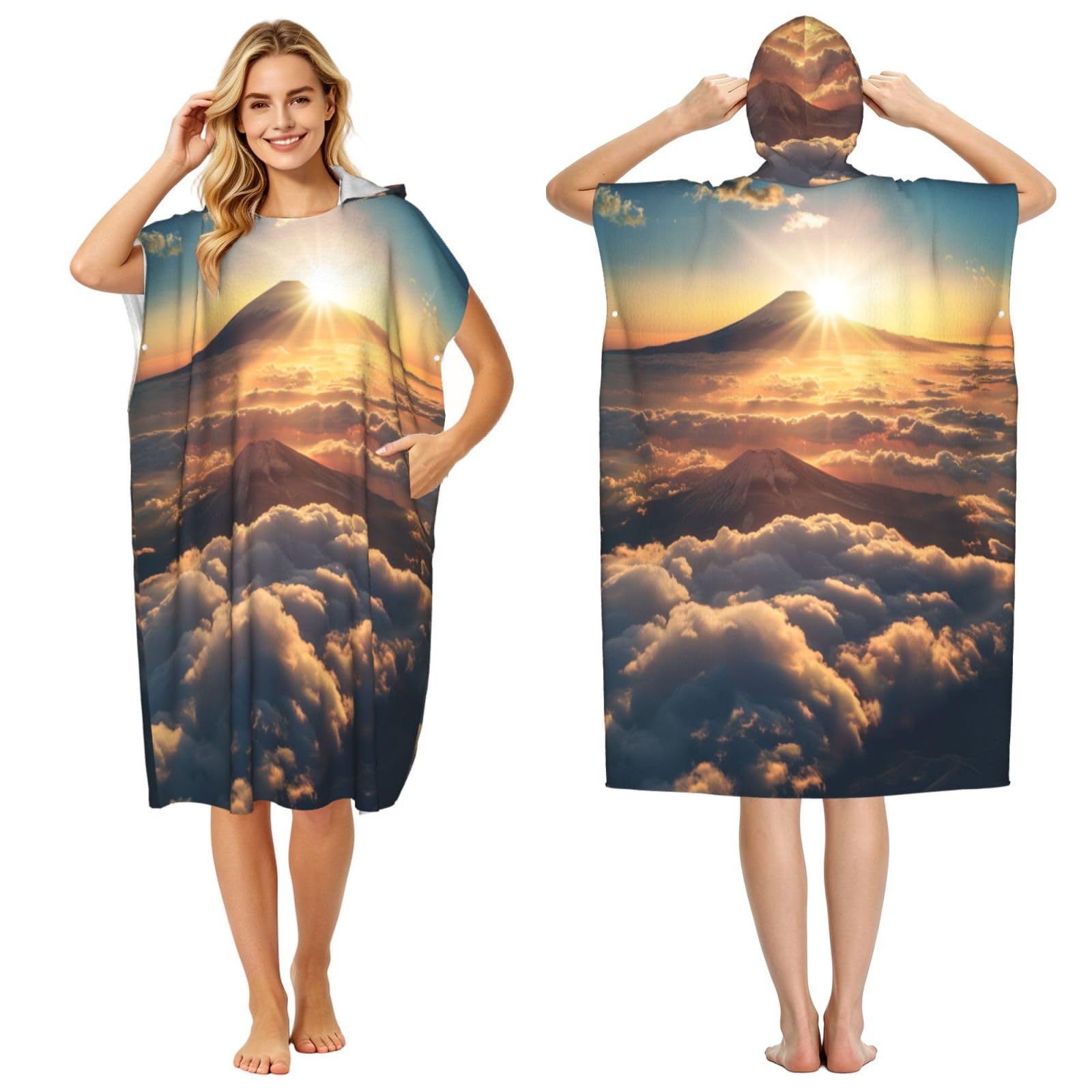 DTHKJNLSF Sea Of Clouds Adult Hooded Beach Poncho Towel