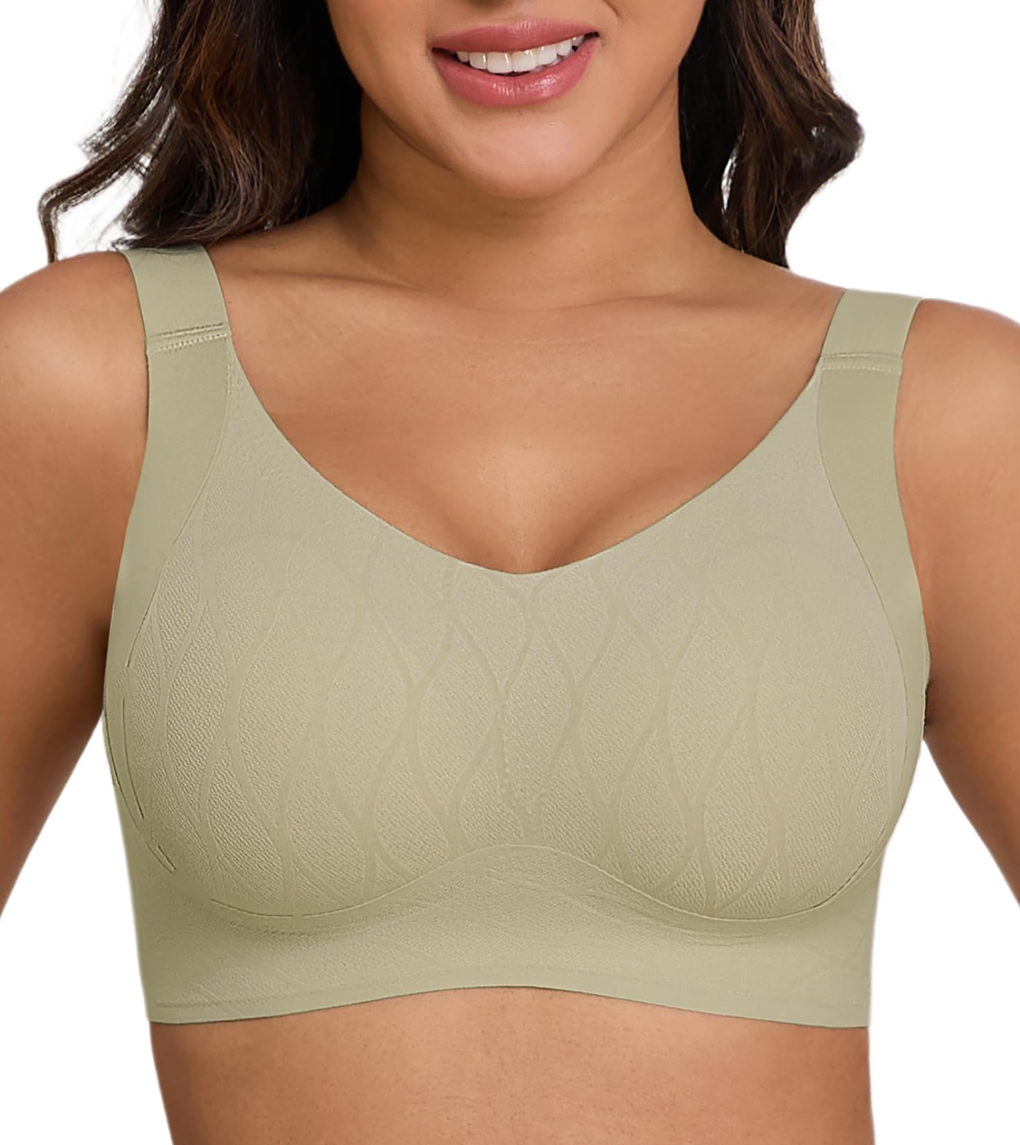 Xcutting Jacquard Underwear Pull Up Bras for Women No Underwire Wireless Seamless Bralette Comfort Supportive Full Coverage
