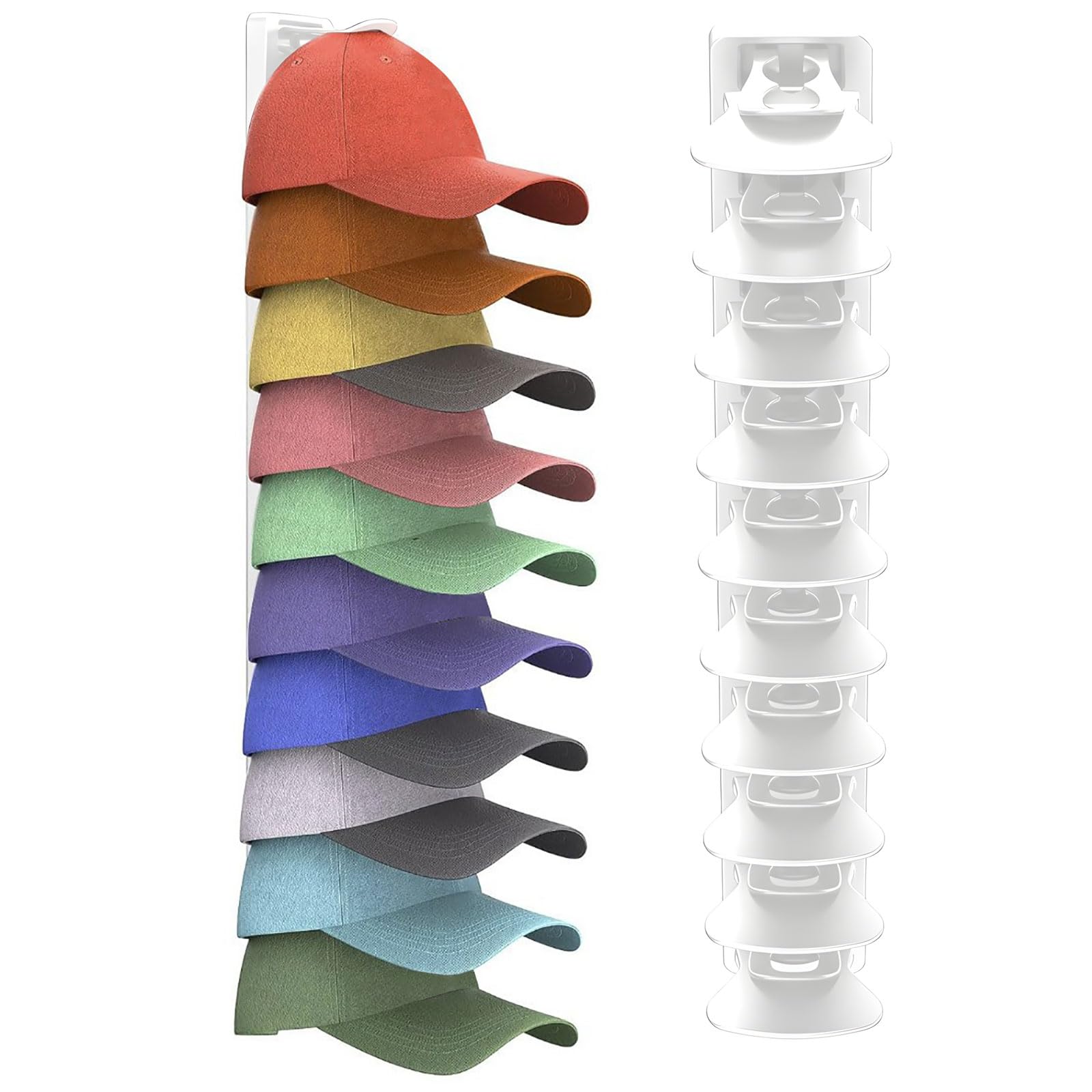 Kangnice Wall Mounted Hat Hanger Storage for Baseball Caps in White Color Versatile Cap Holder