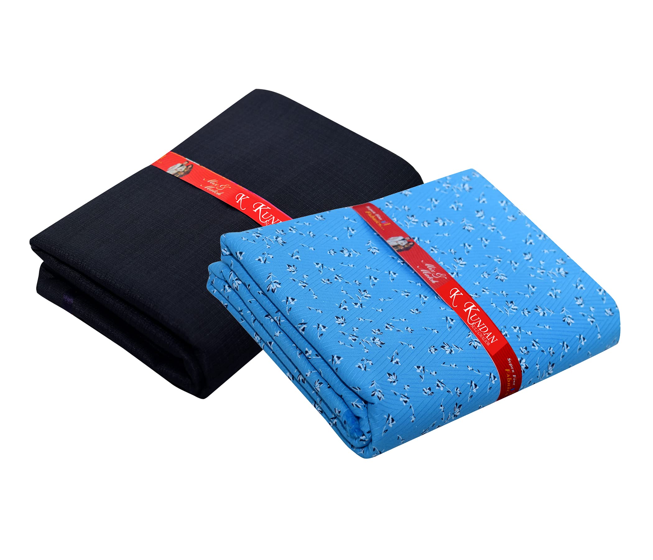 Kundan Sulz Gwalior Men's Cotton Printed Shirt & Trouser Fabric Combo Set (Navy Blue & Sky Blue; 1.20 & 1.60 Meters)-picture-33