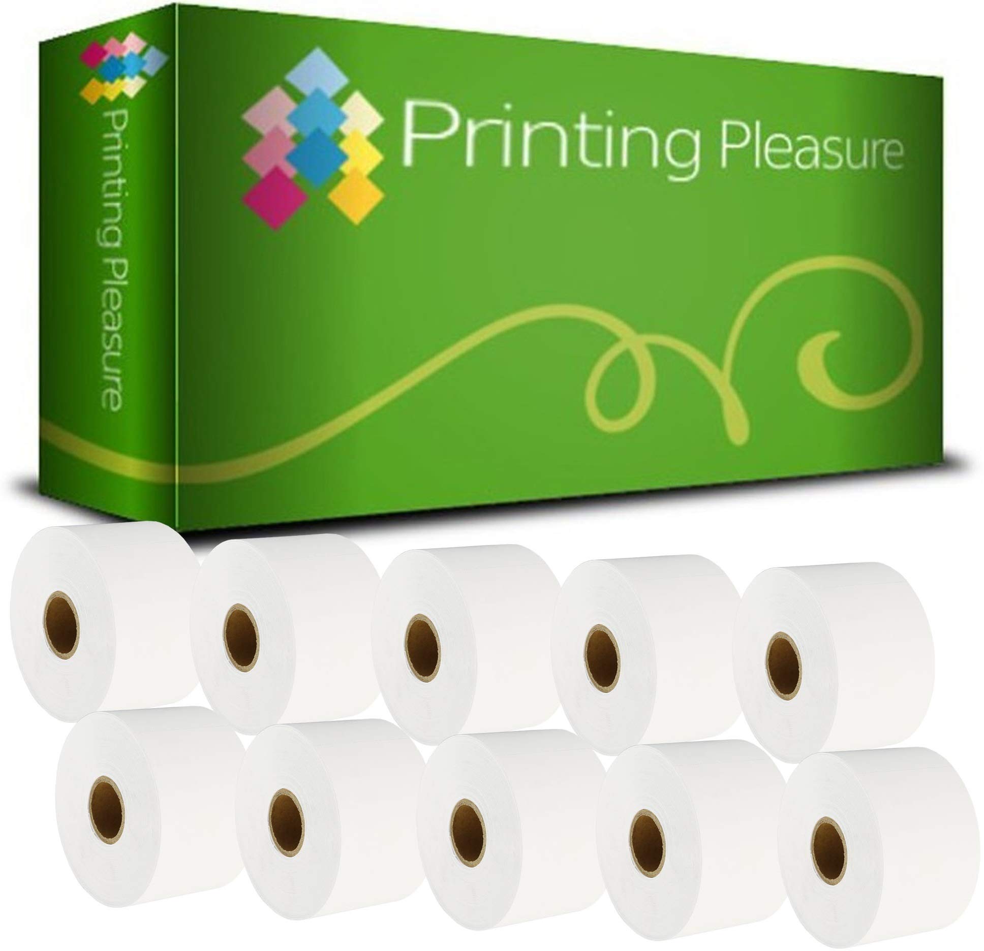 Printing Pleasure 10 x S0929100 Compatible Labels Rolls for LabelWriter 4XL Label Printers | 51mm x 89mm | 300 Labels per Roll | Type: Non-Adhesive