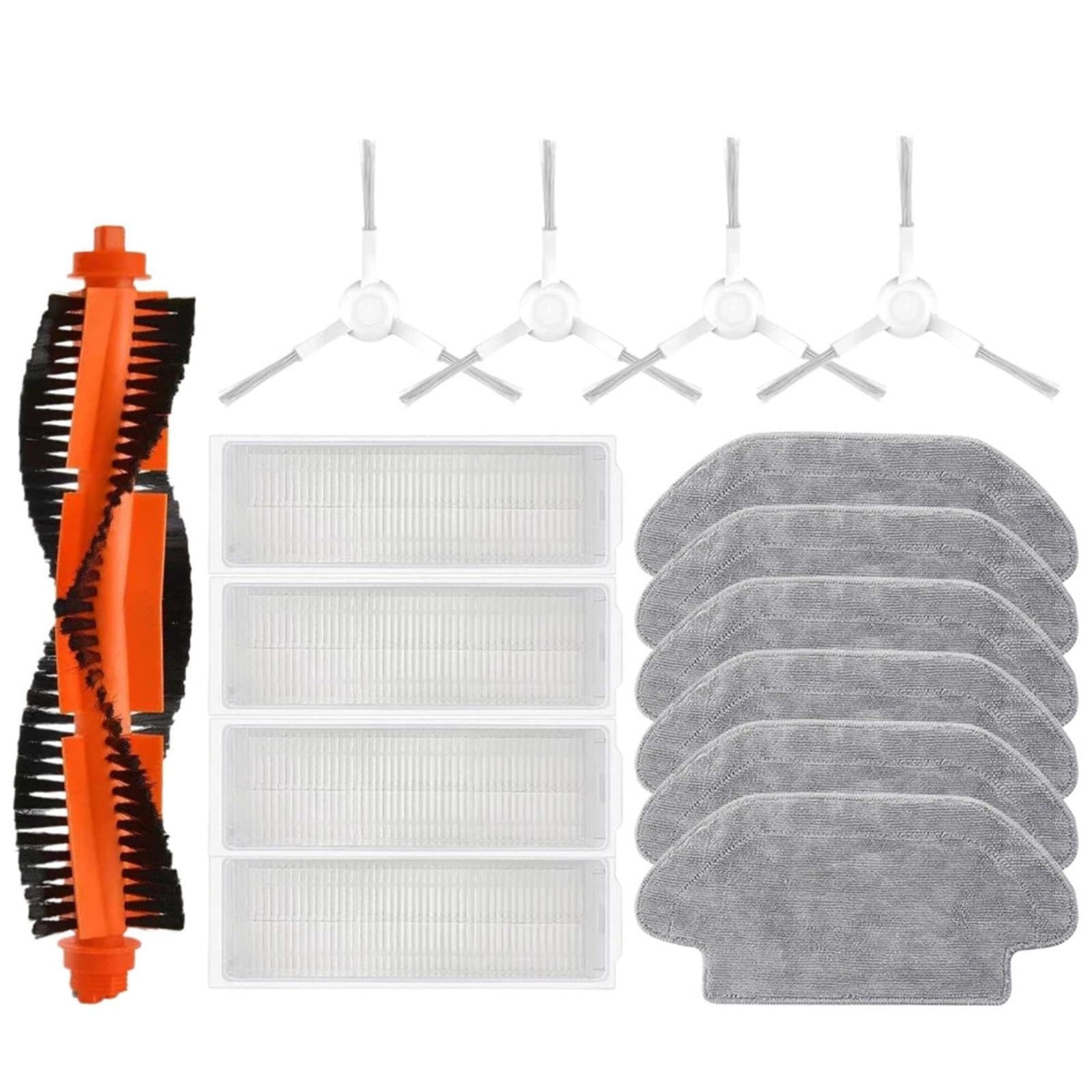 Accesorios de fregona con Filtro de Cepillo Lateral Principal, Piezas compatibles con Robot Aspirador Xiaomi S10 S12 T12 B106GL / Mop 2S XMSTJQR2S / 3C B106CN(19pcs Set)