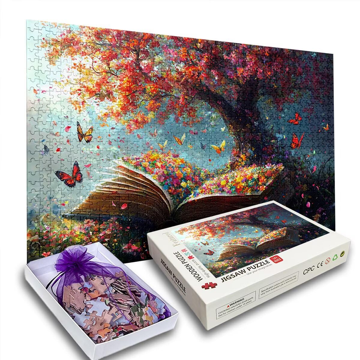 Puzzle 2000 elementów, magiczna książka puzzle dla dorosłych, gra edukacyjna z pudełkiem na prezent dla dorosłych, rodzinne gry edukacyjne, łamacz głowy na Boże Narodzenie dekoracje do domu, prezent