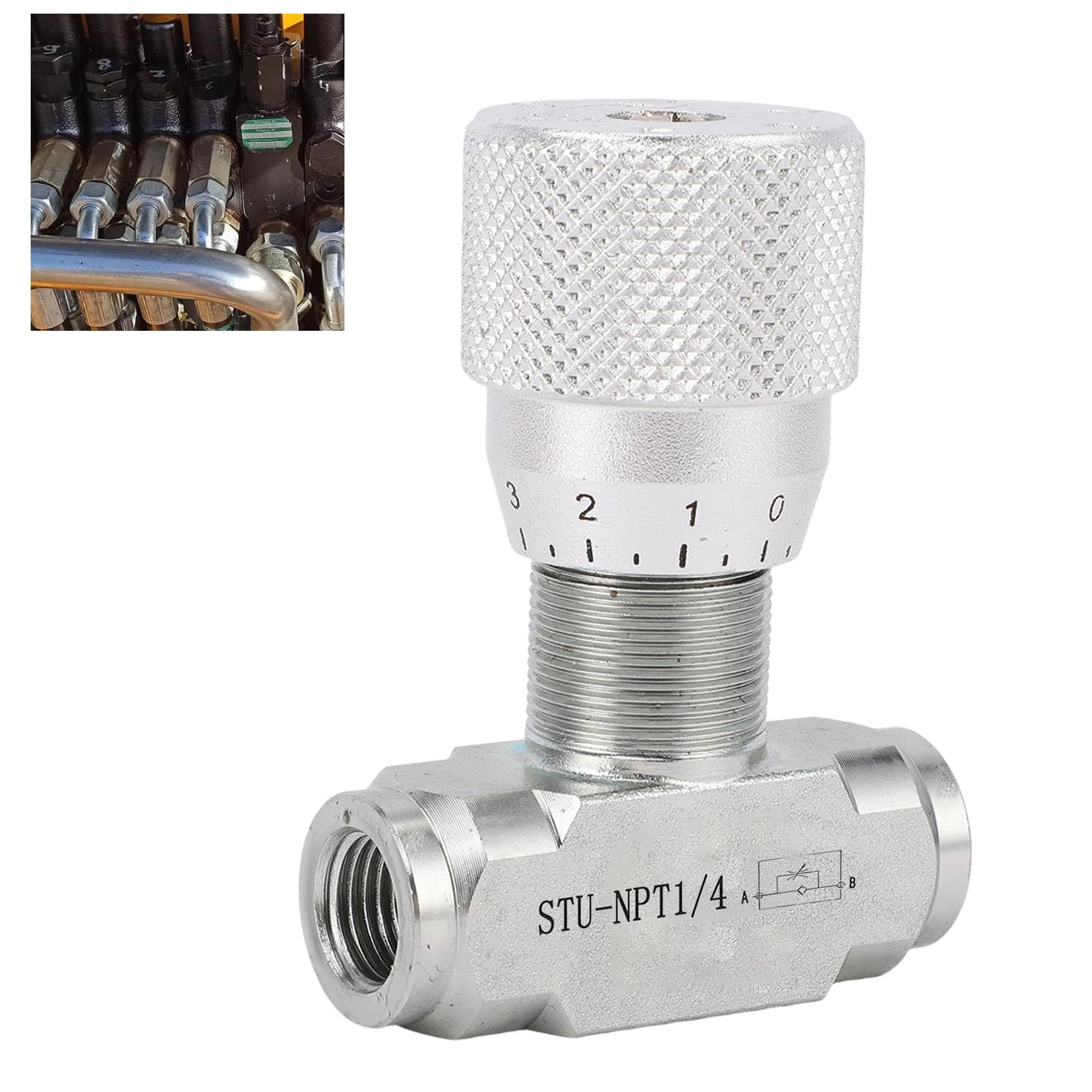 Hydraulisches Durchflussregelventil, STB NPT1 4-Gewinde-Drosselrückschlagventil 5800 PSI, mit Feinabstimmungsknopf und Auslaufsicherem Anschluss für Ölfluss in eine Richtung