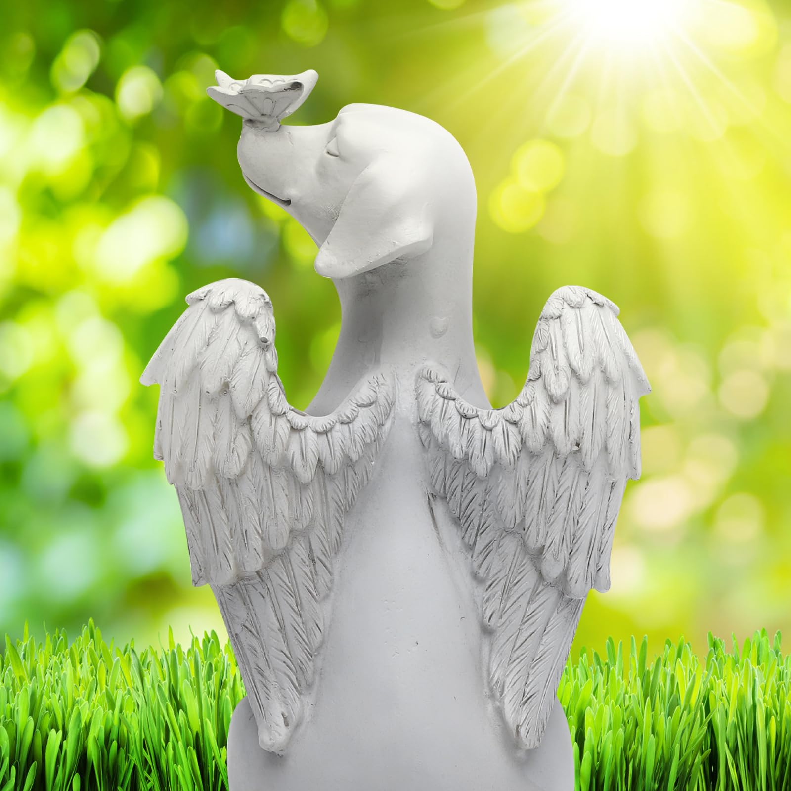 TNSLAND Statua Commemorativa per Cani E Gatti per Lapide, Animale Domestico Che Dorme Mai Abbandonato con Ali D'Angelo, Cane D'Angelo Decorazione da Giardino in Poliresina