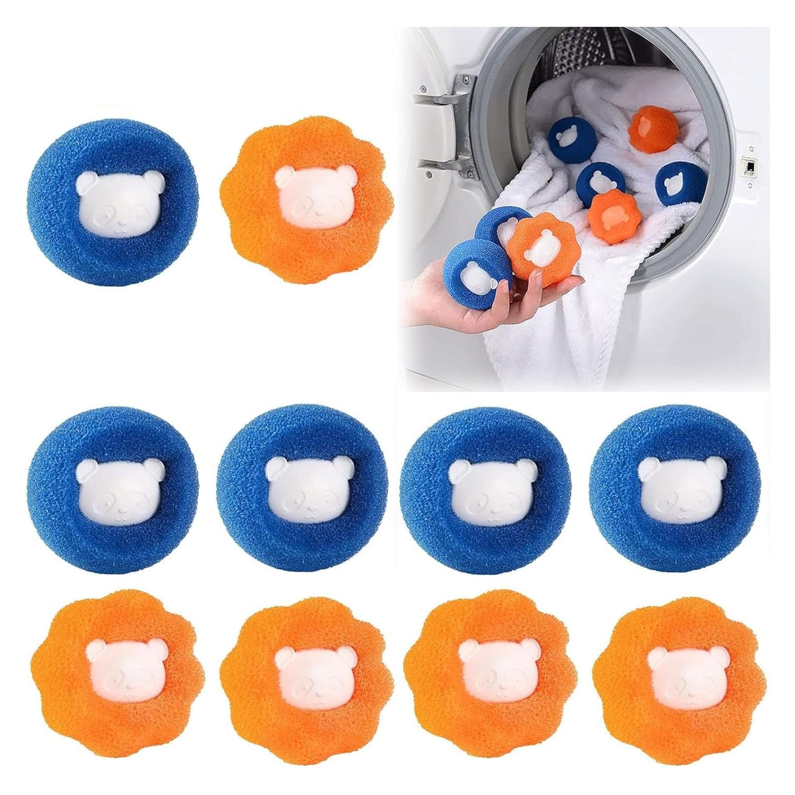 QPOIBSD 12 Pcs Box-Packed Pet Hair Remover for Laundry, Laundry Pet Hair Catcher, Washing Machine Hair Catcher, Washing Balls Dryer Balls for Clothing Dog Cat Pet Fur Remover（Orange+Blue）