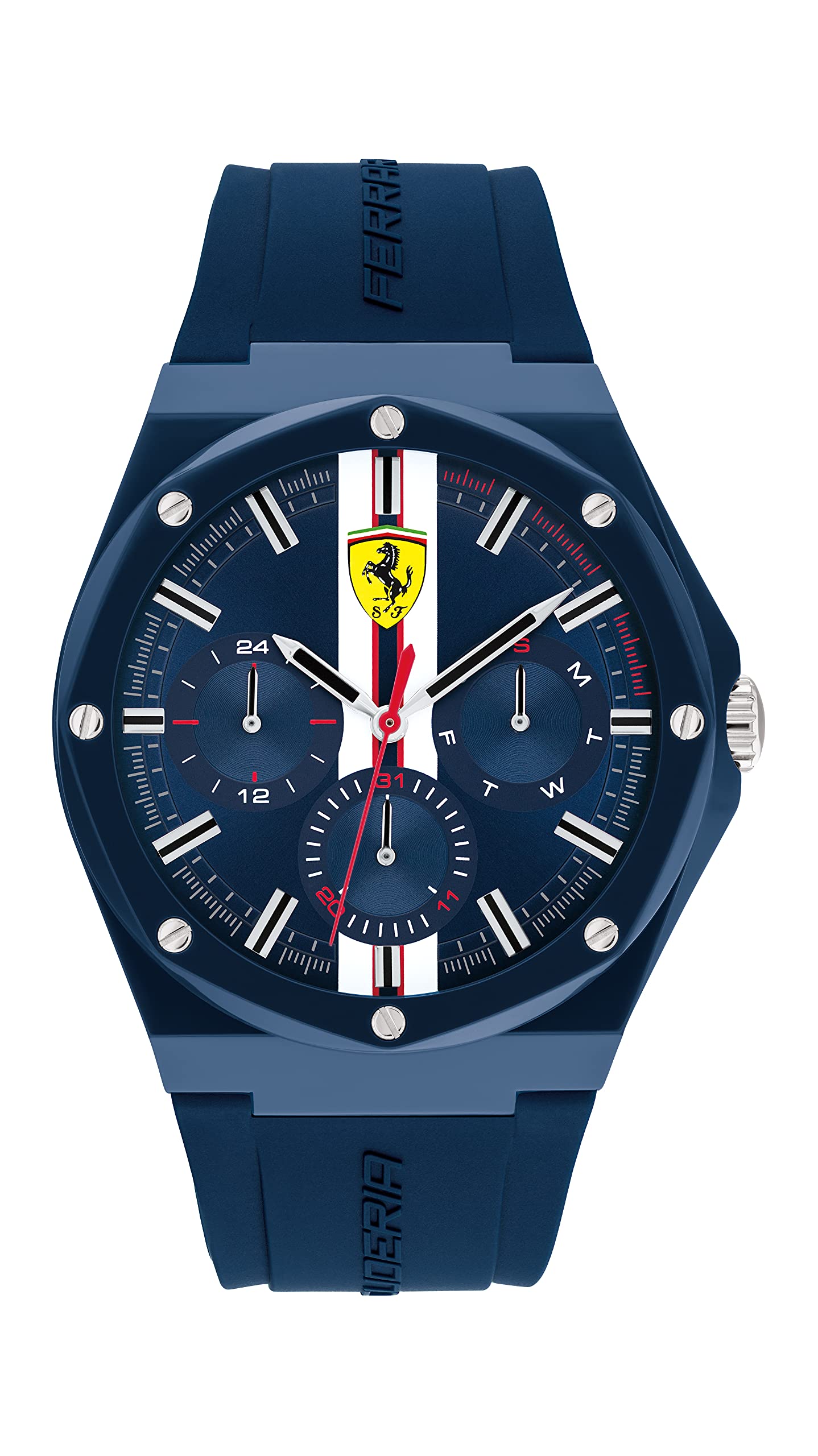 Ferrari Men's Quartz Watch with Silicone Strap, Blue, 28 (Model: 0830869)