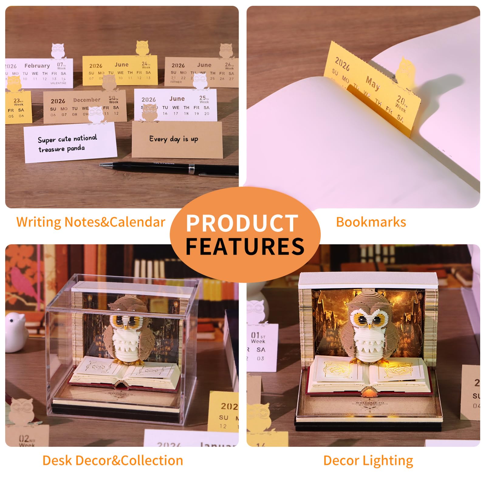 Twenty Twenty Six Wochenkalender mit LED-Beleuchtungsplan, Premium-Papierkreation für Büro, Heimdeck, reißfest, Spezialpapier-Kalender