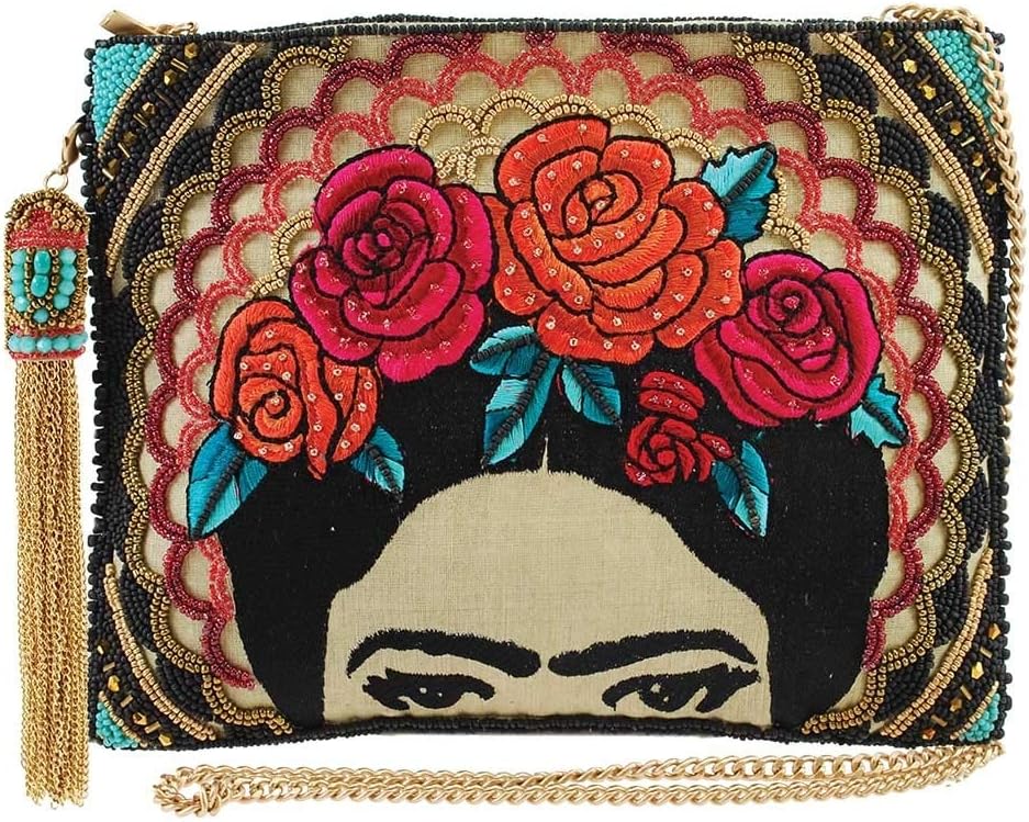 Mary Frances Frida Beaded Handbag Artist-Inspired Floral Crown Crossbody Clutch Bag, Multicolor