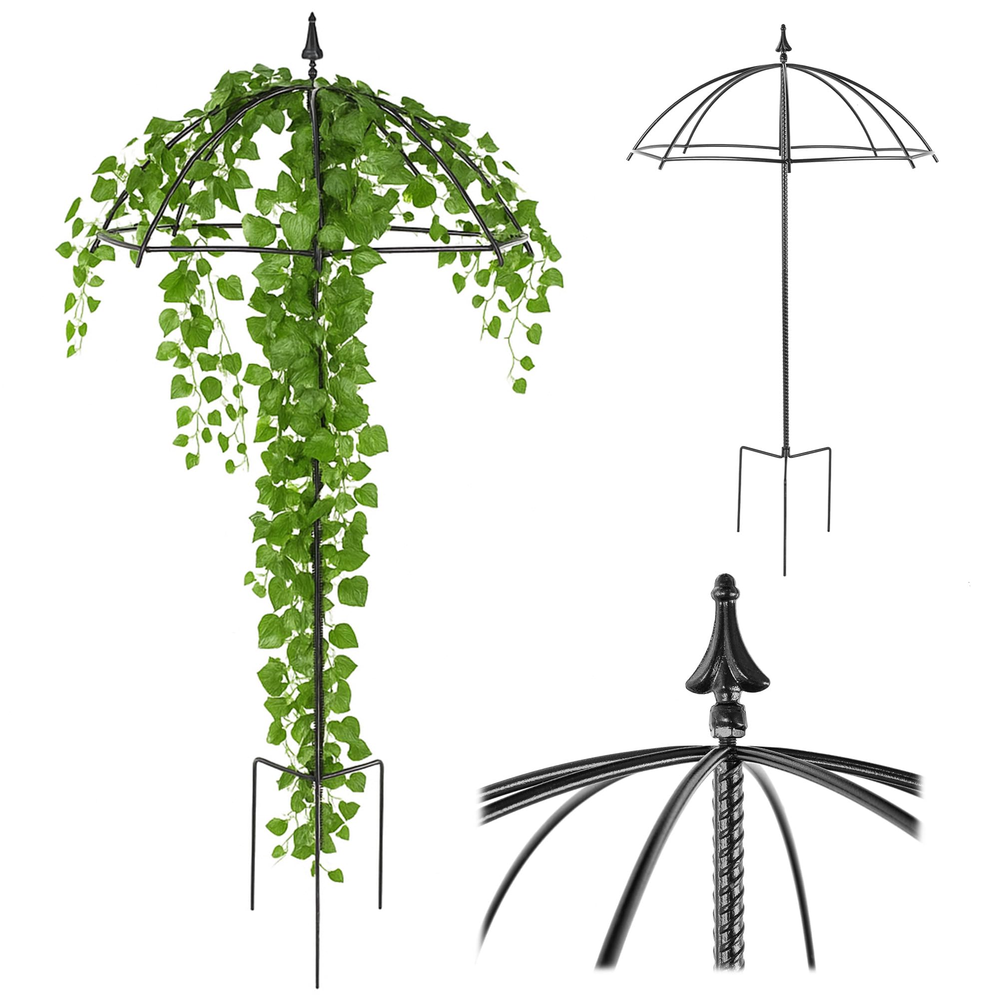 KADAX Rosenbogen aus pulverbeschichtetem Stahl, Schirm Design, Torbogen, Gartenbogen, Kletterpflanzen, Rankgitter, Rosenhilfe, Gartendeko (H: 190.5 cm)