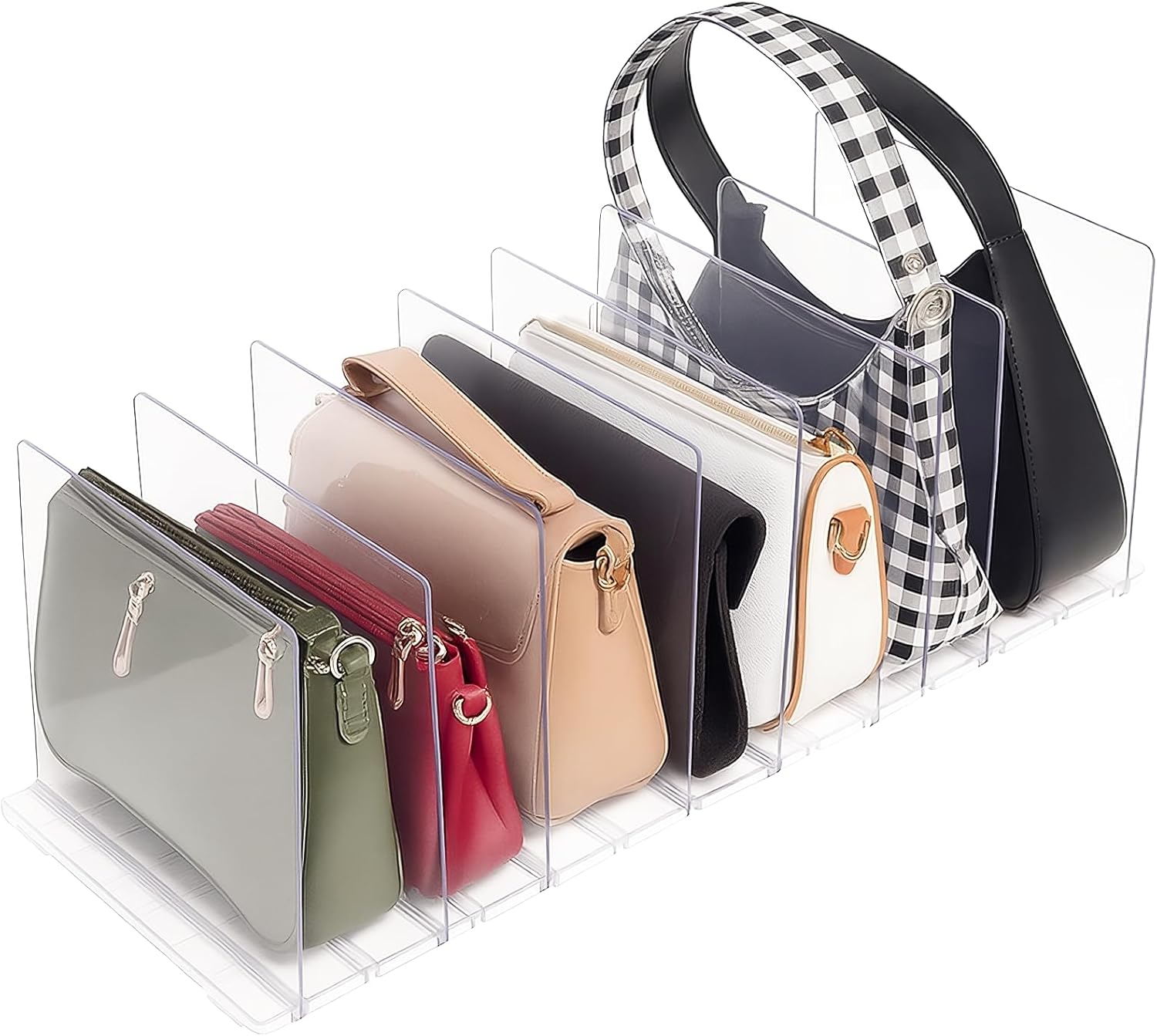 Acriloom Essentials Purse Organizer Closet Adjustable Bag 2 Bases